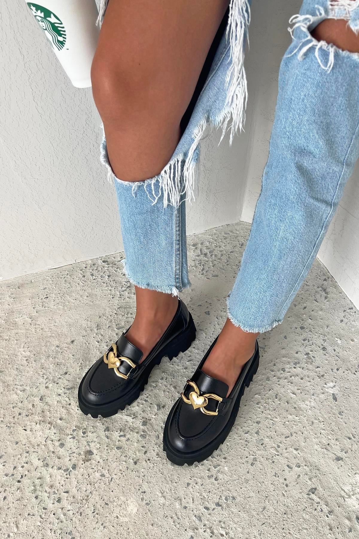 Dixon  Kadın İçi Dışı  Hakiki Deri  Makosen Ayakkabı Siyah