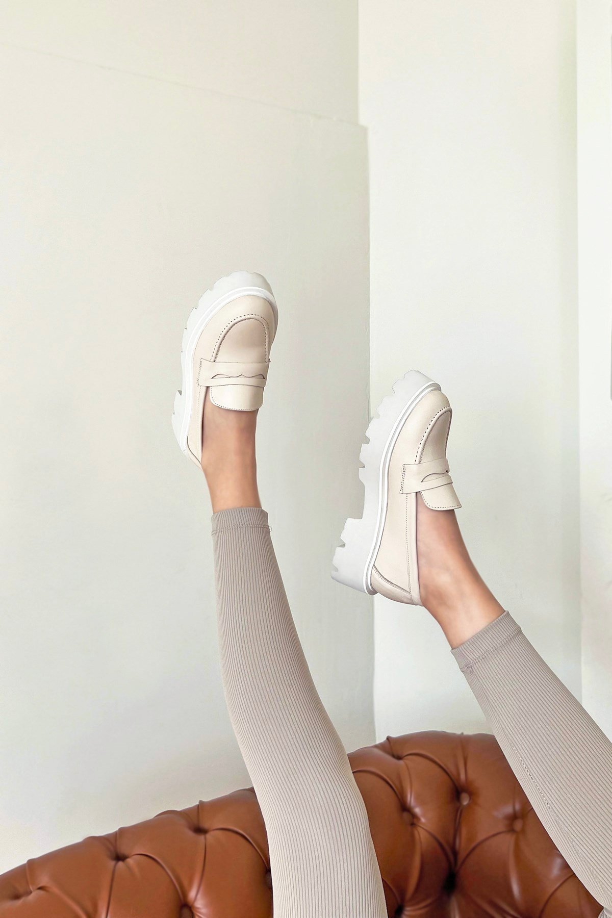 Doss  Kadın İçi Dışı  Hakiki Deri  Makosen Ayakkabı Bej