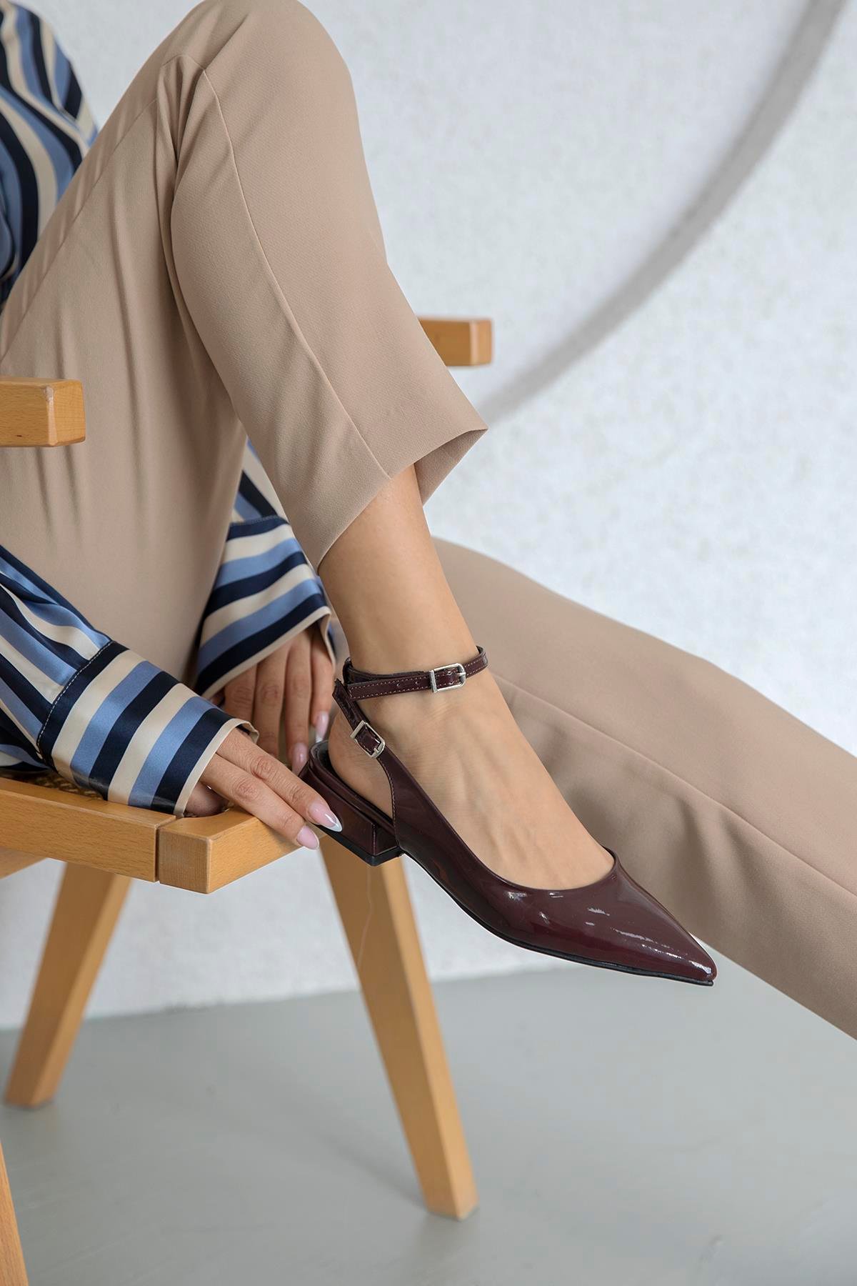 Edel  Kadın  Topuklu  Rugan  Ayakkabı Bordo