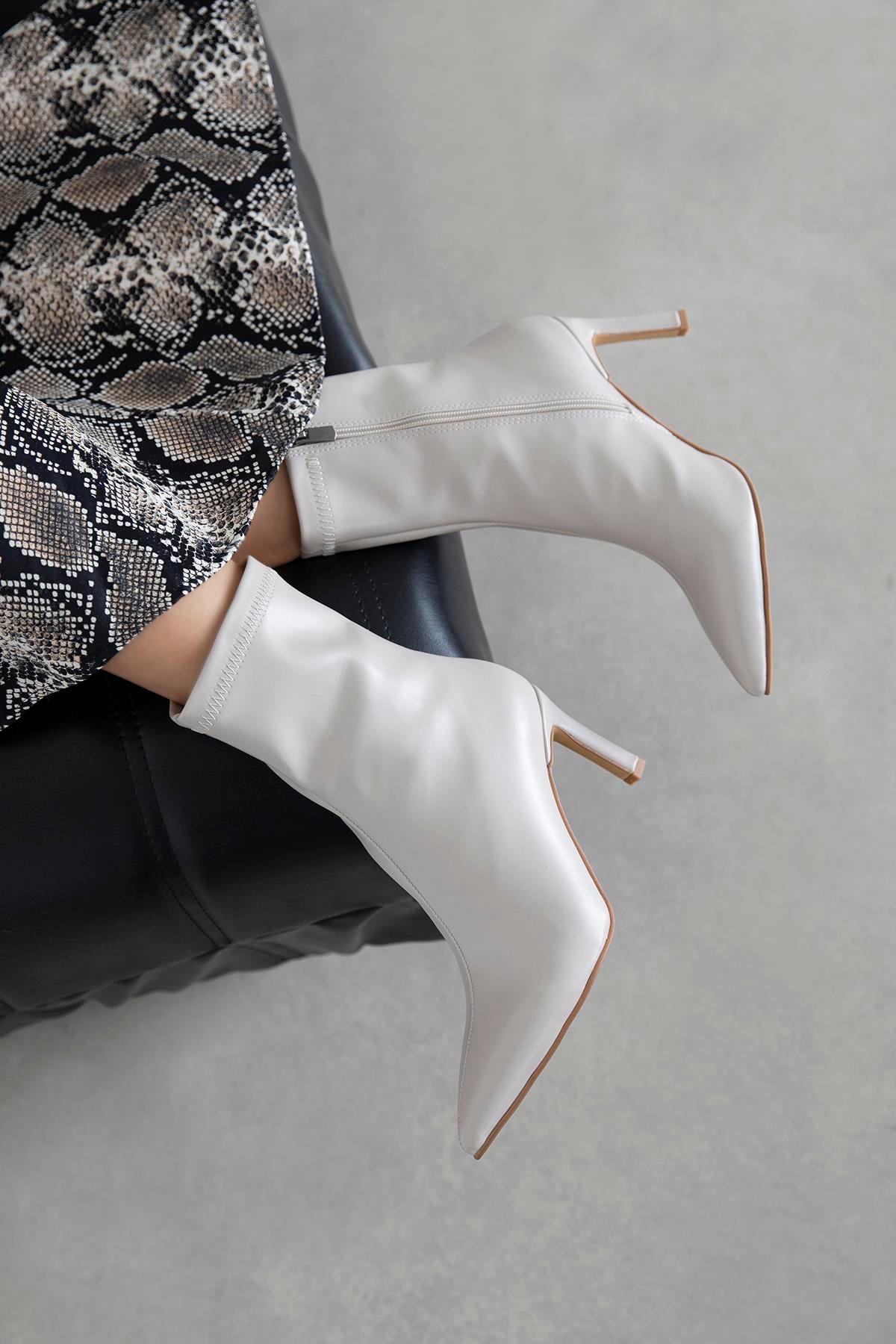 Erıca Kadın Streç Deri  Bot Bej