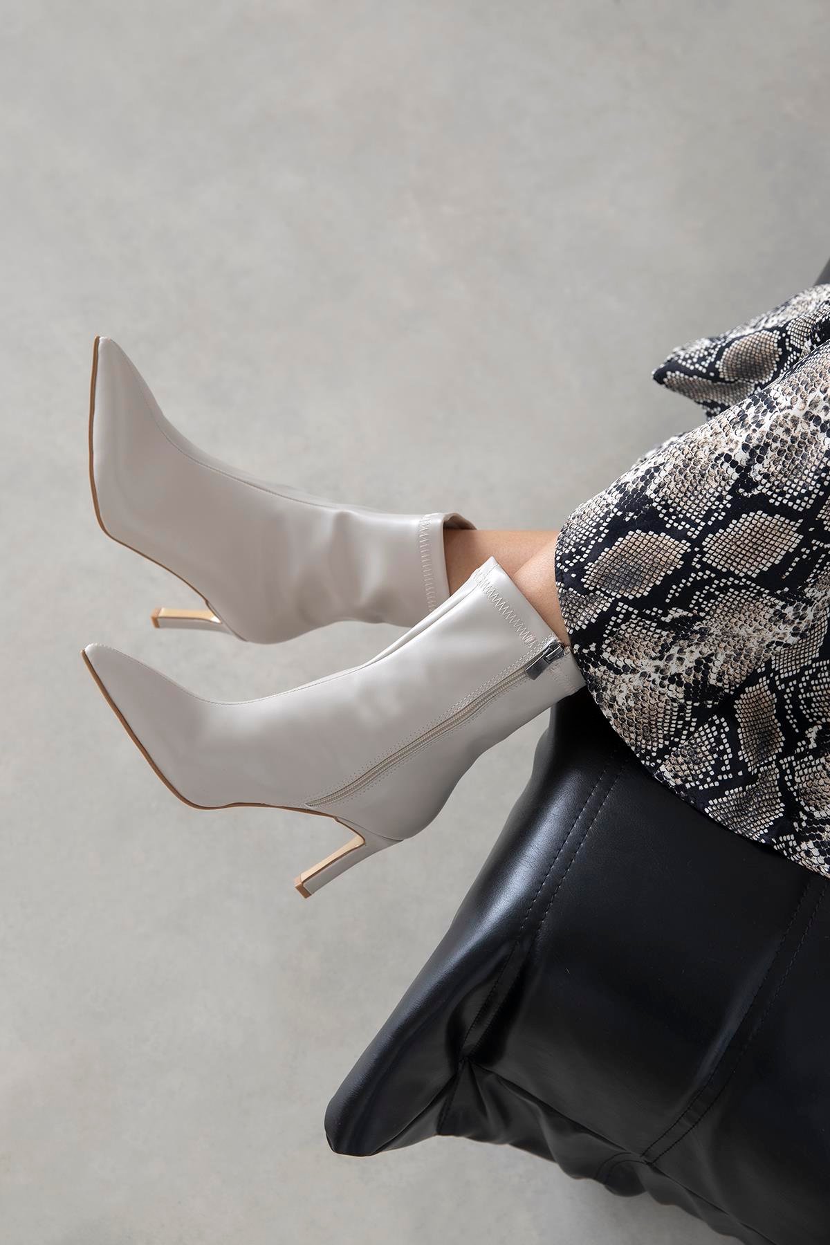 Erıca Kadın Streç Deri  Bot Bej