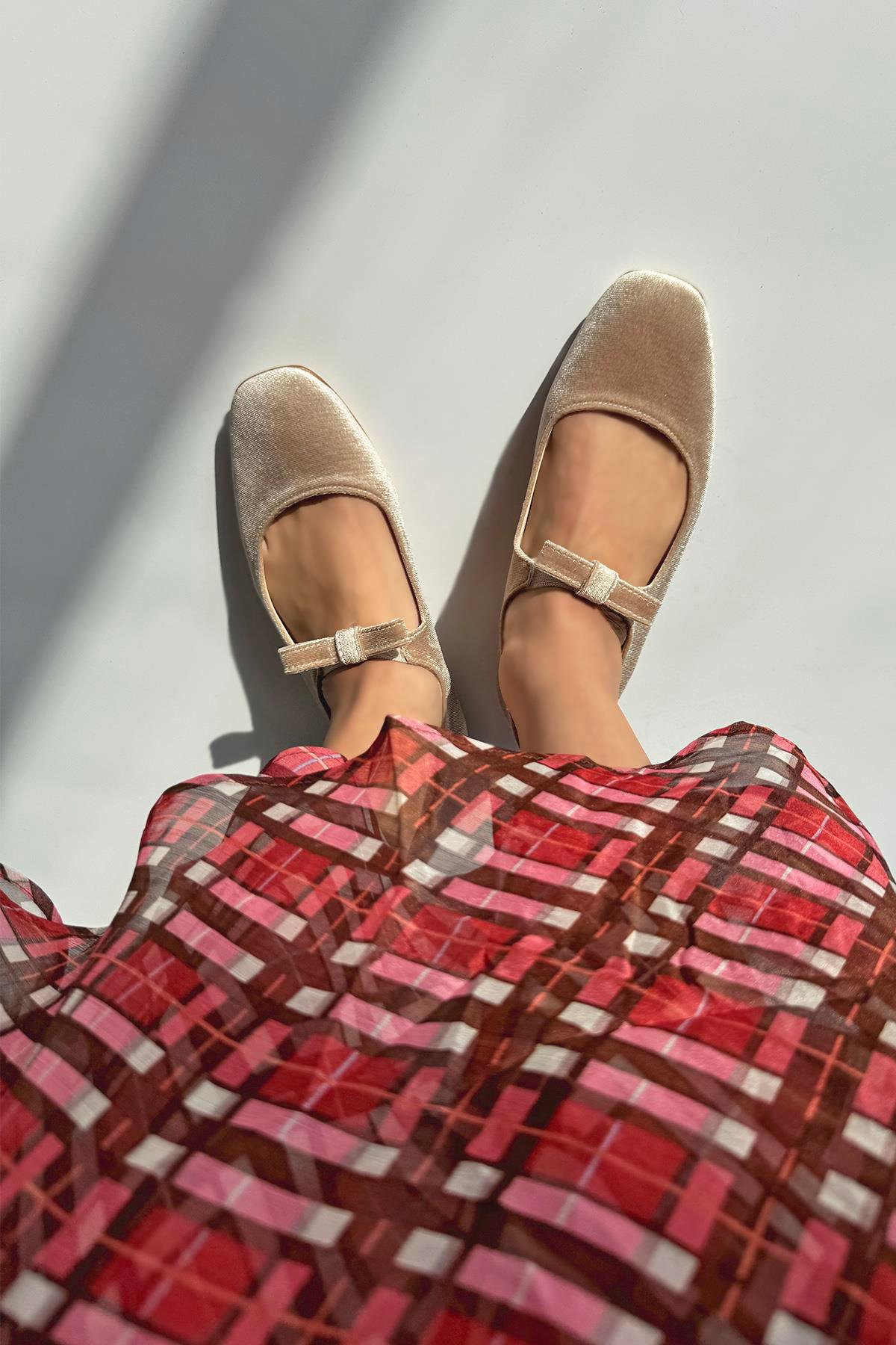 Foden Kadın  Kurdela  Detay  Kadife  Babet Vizon