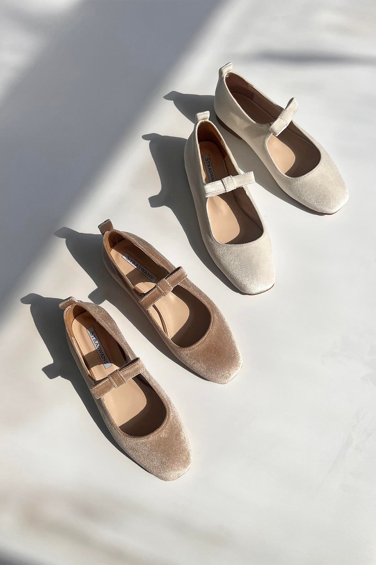 Foden Kadın  Kurdela  Detay  Kadife  Babet Vizon