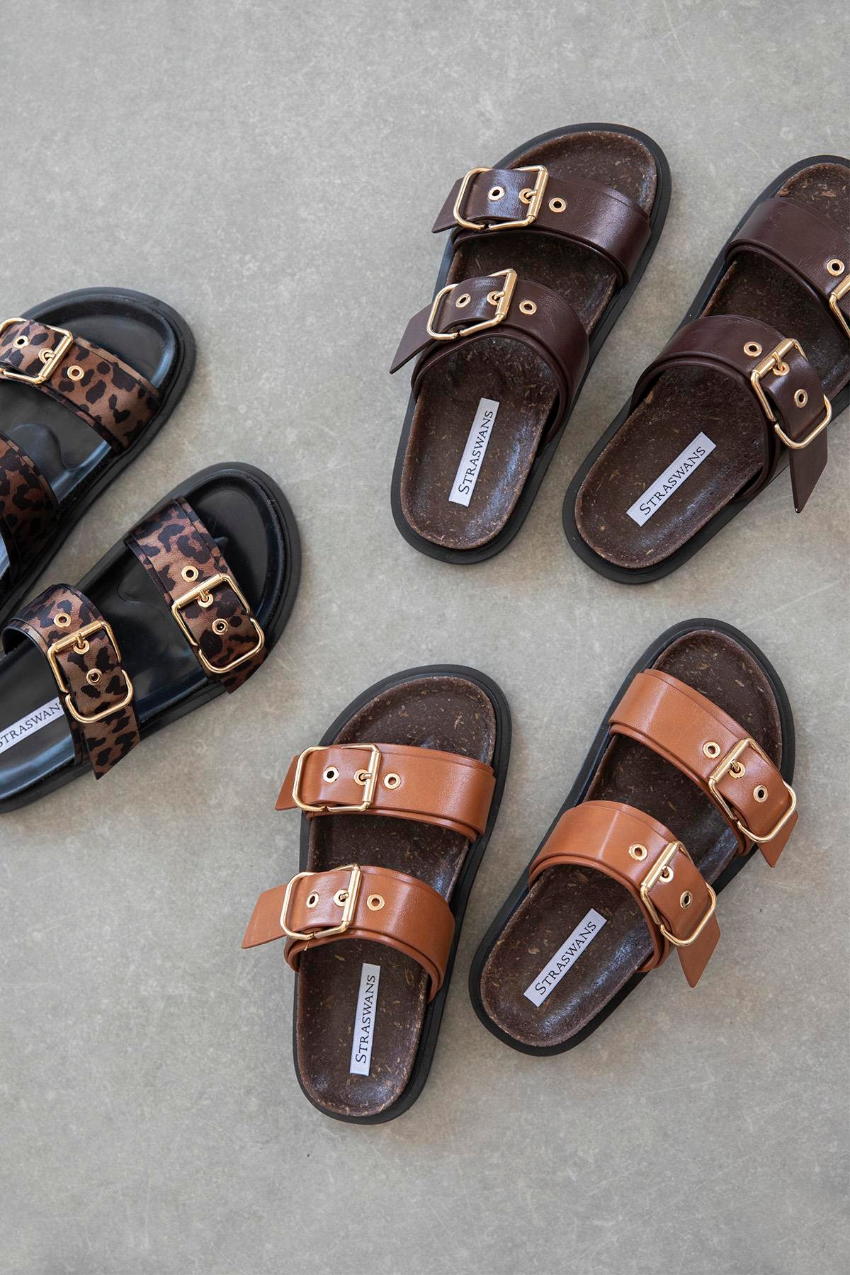 Gita Kadın Toka Detay Günlük Konfor Deri Terlik Taba