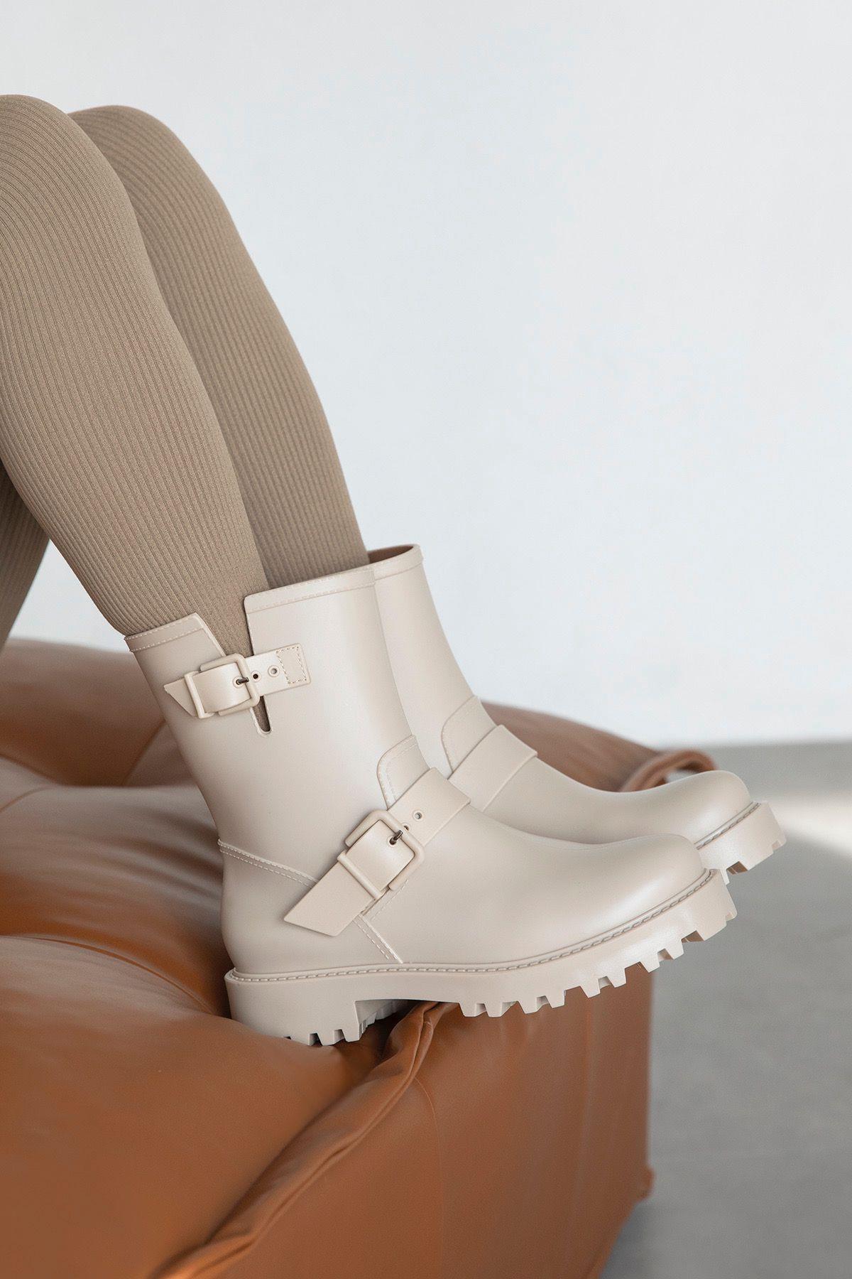 Hudson Plastik Su Geçirmez Kadın Bot Bej