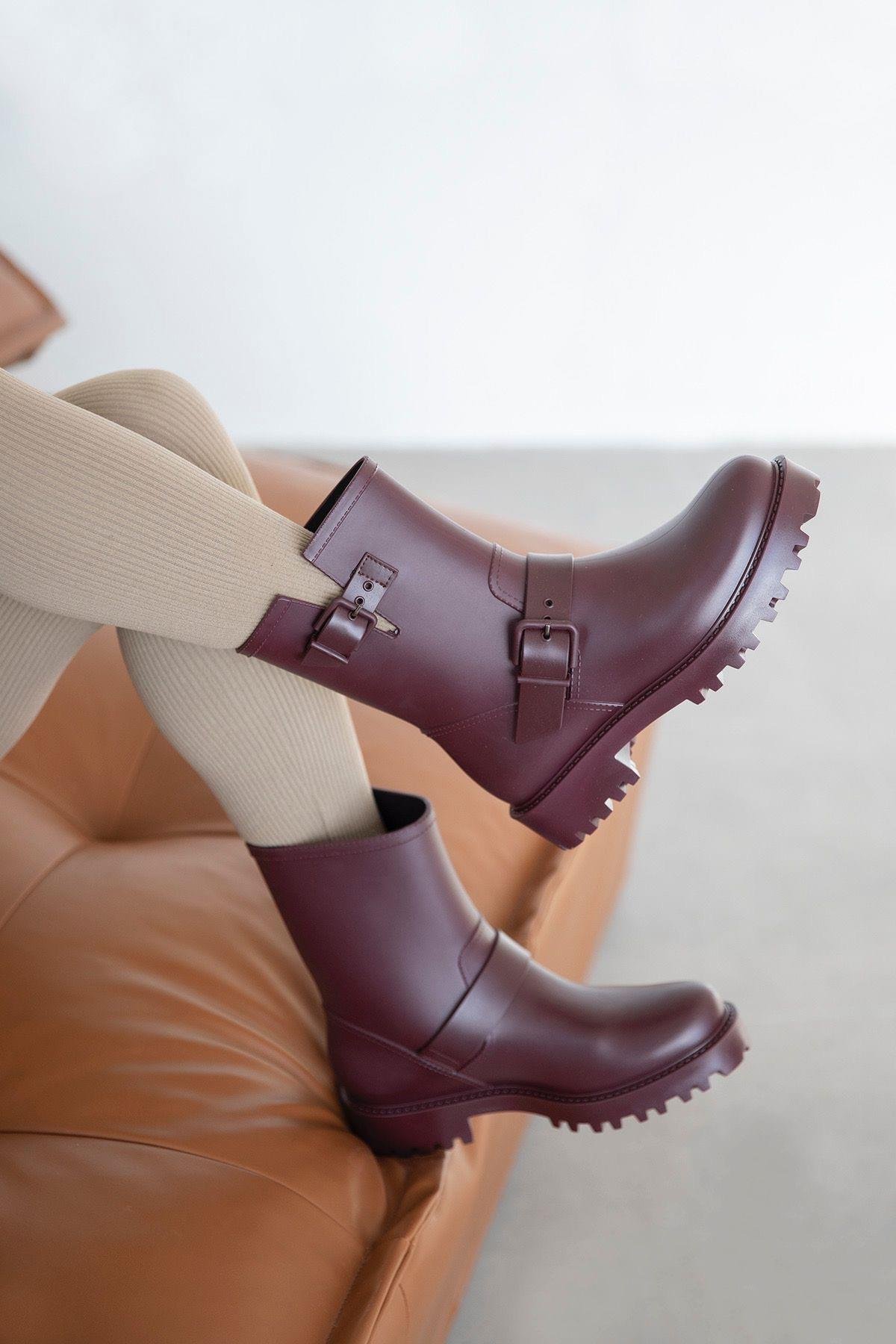 Hudson Plastik Su Geçirmez Kadın Bot Bordo