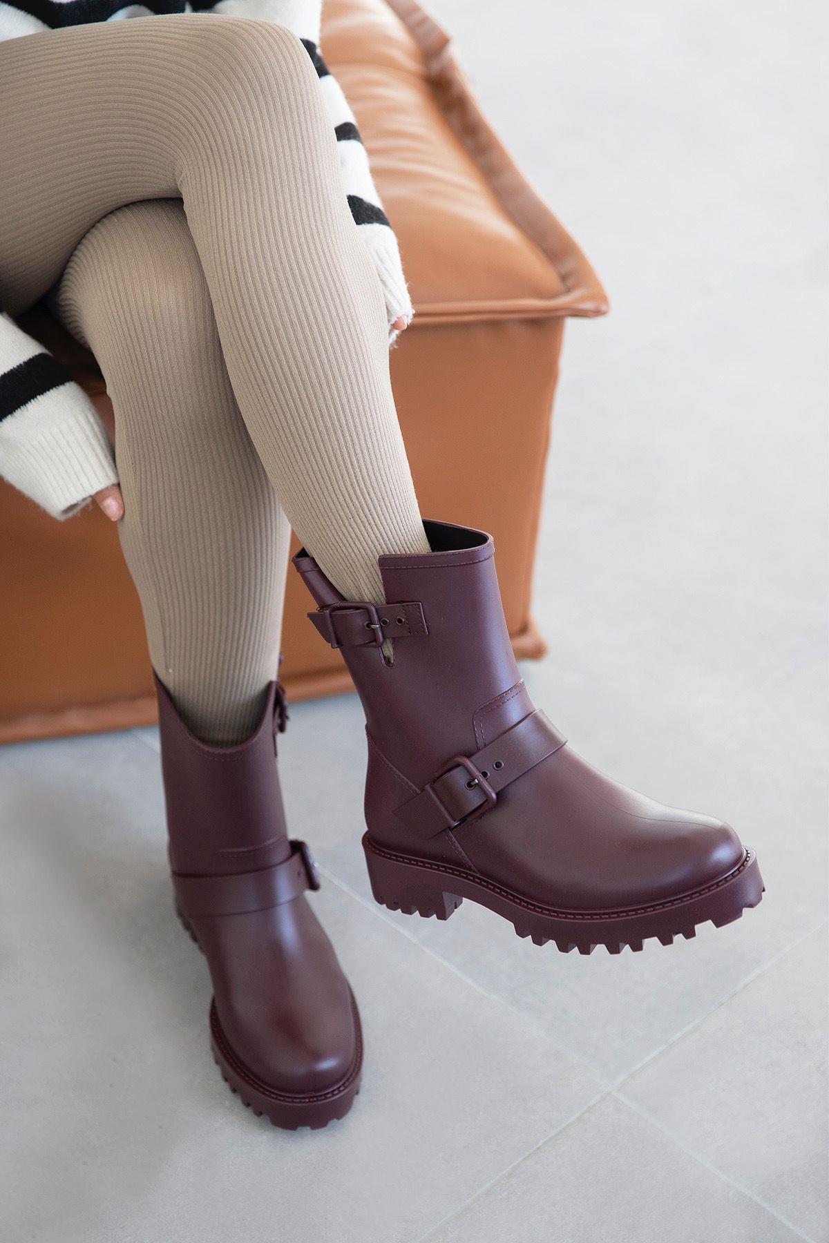 Hudson Plastik Su Geçirmez Kadın Bot Bordo