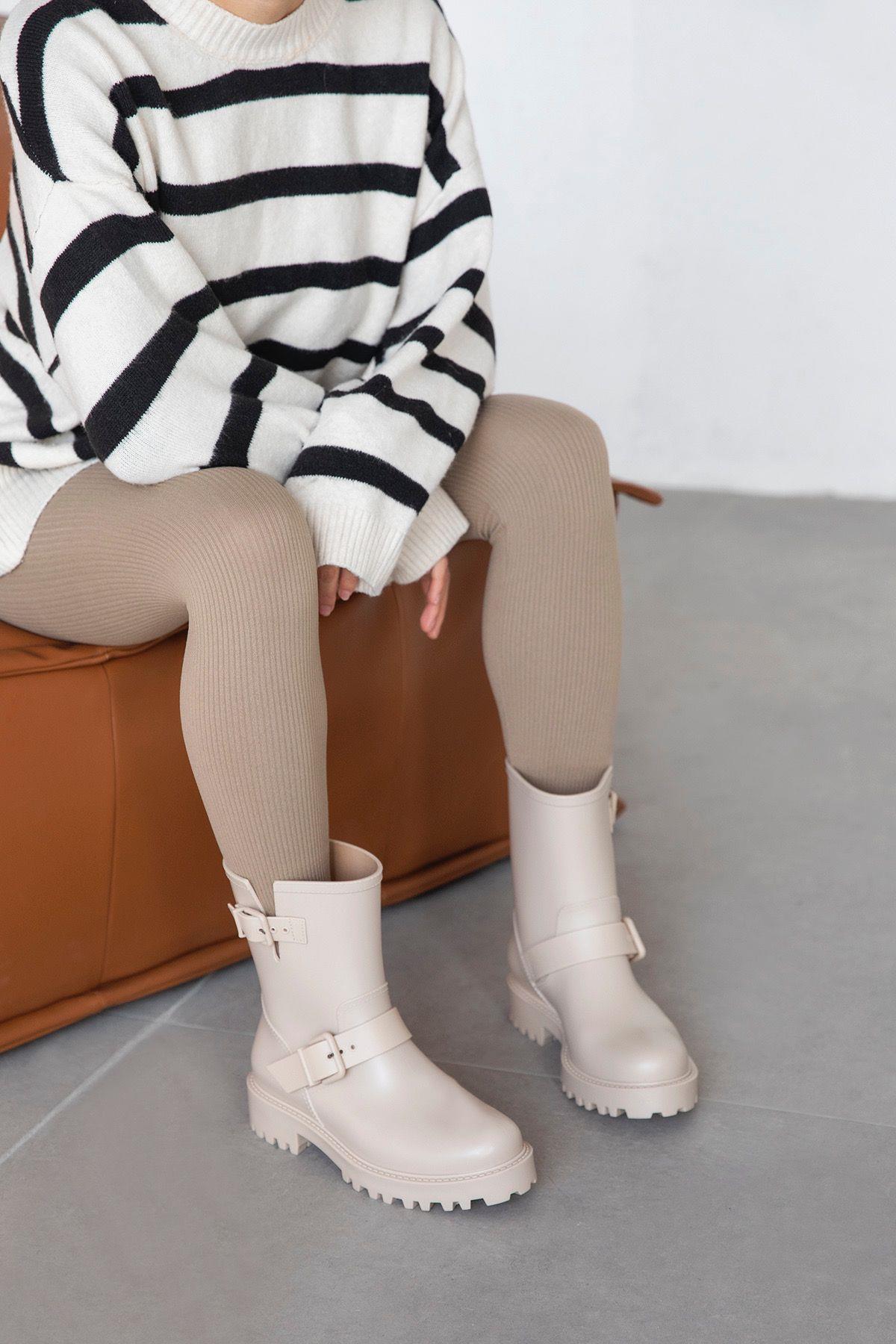 Hudson Plastik Su Geçirmez Kadın Bot Bej