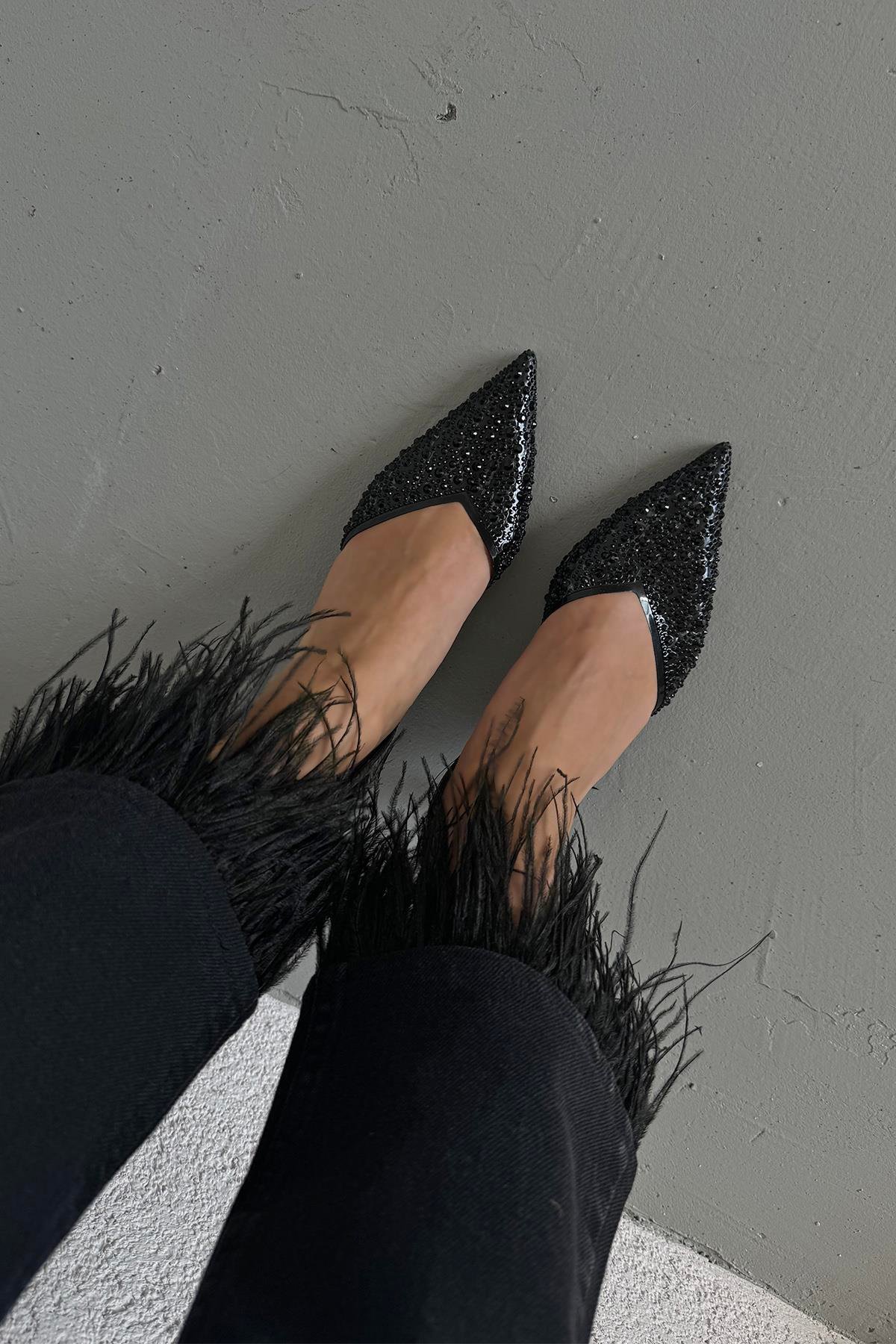 Jessica Kadın Taş Detay Şeffaf Topuklu  Ayakkabı Siyah