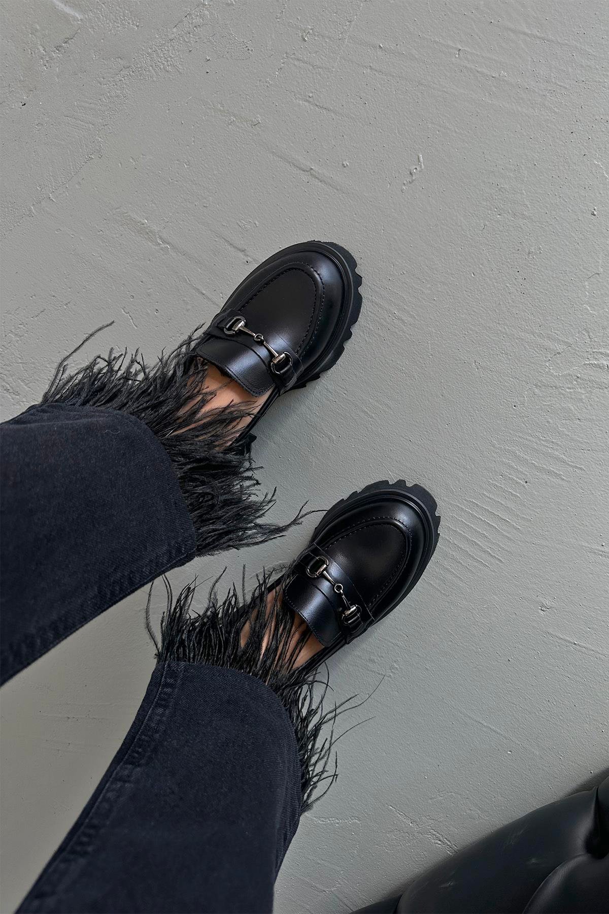 Jinx  Kadın İçi Dışı  Hakiki Deri  Makosen Ayakkabı Siyah