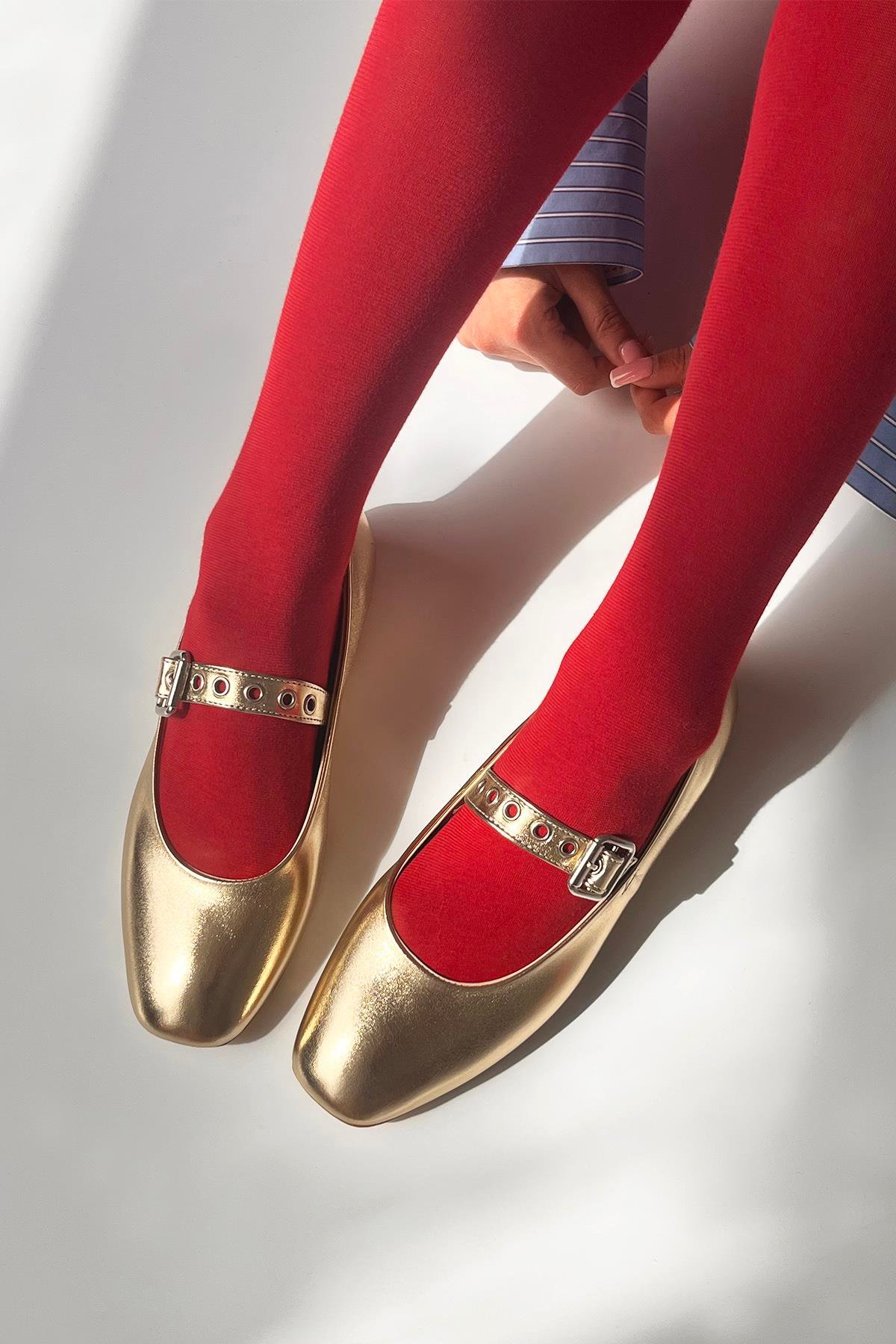 Jules  Kadın  Kemer  Detay  Deri  Babet Altın