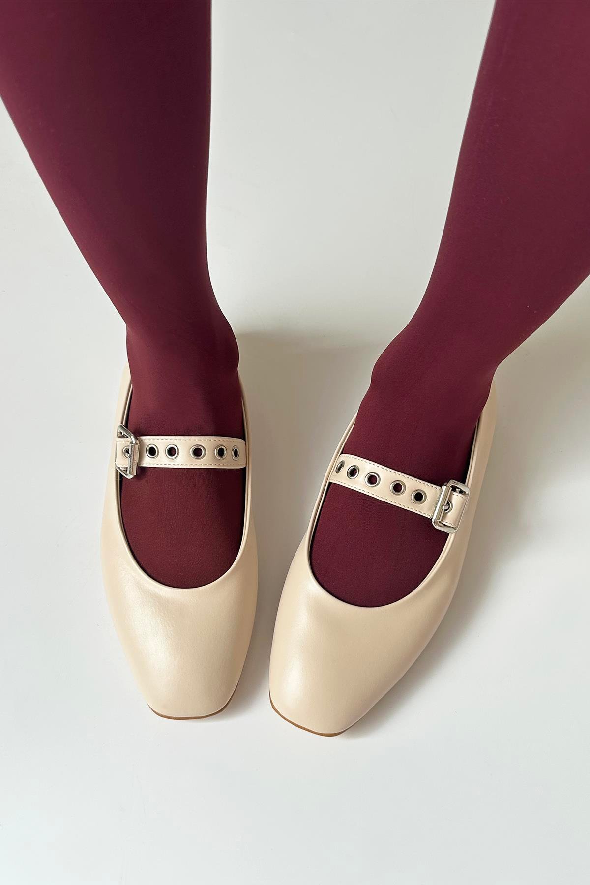 Jules  Kadın  Kemer  Detay  Deri  Babet Bej