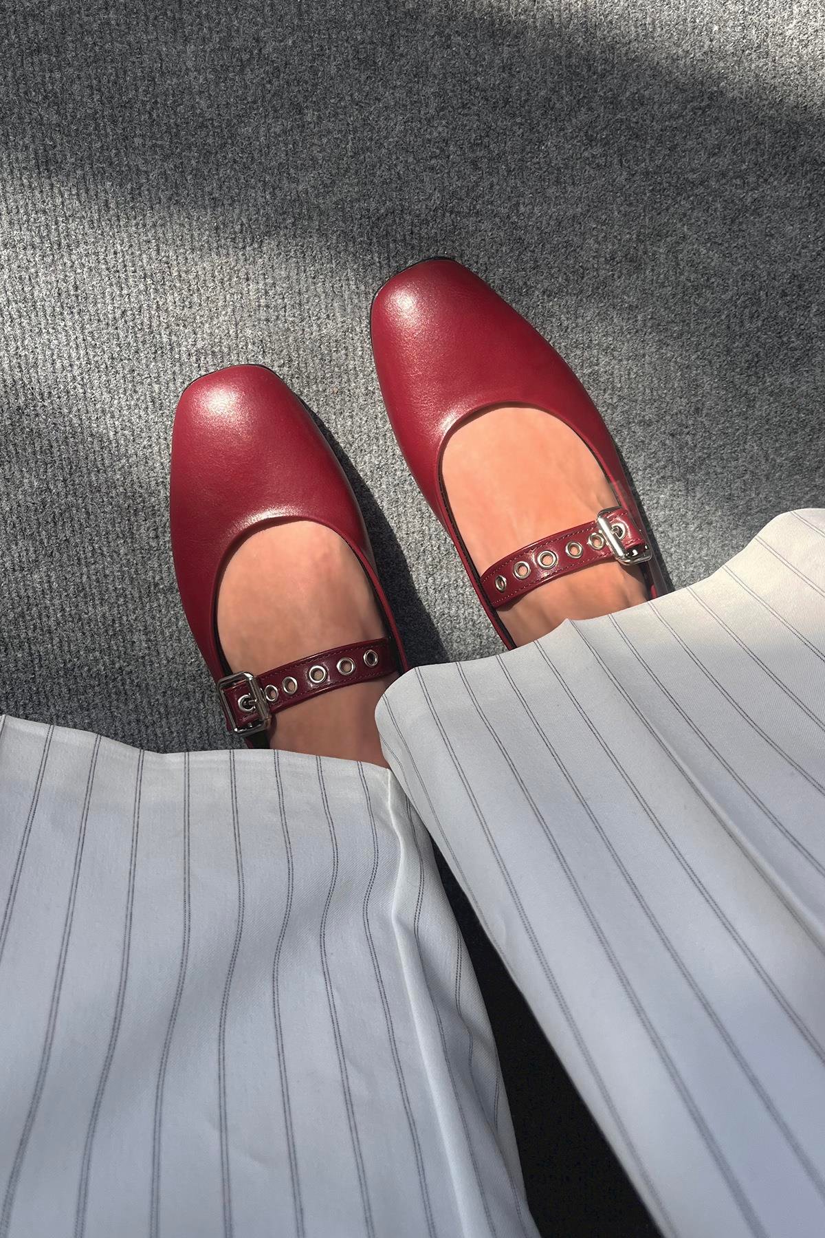 Jules  Kadın  Kemer  Detay  Deri  Babet Bordo