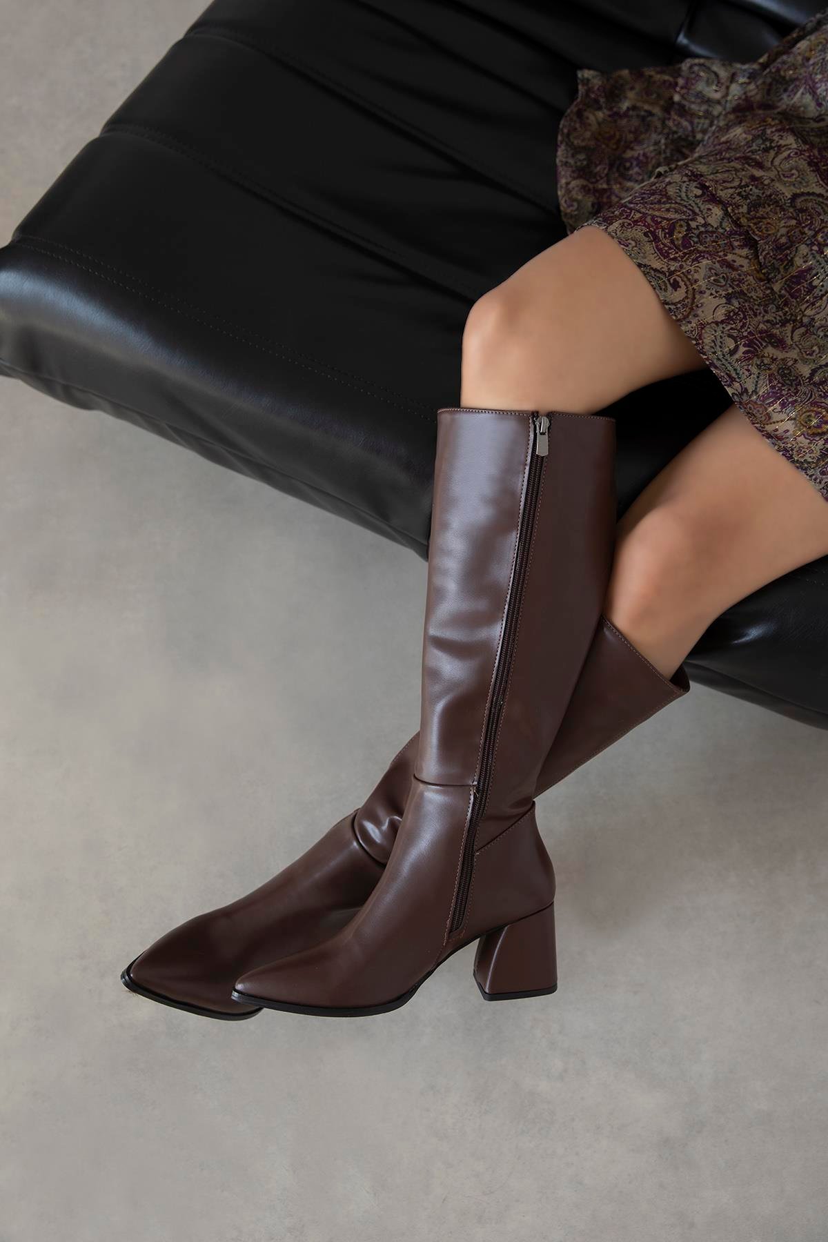 Kamilla Kadın  Deri Çizme Kahve
