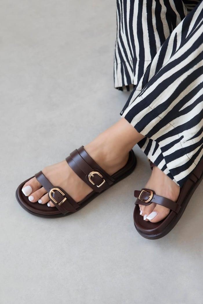 Keysi Kadın Toka Detay Günlük Konfor Terlik Kahve