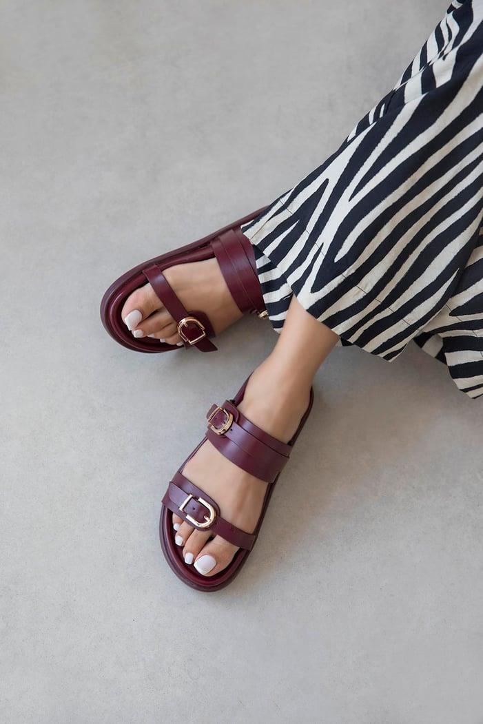 Keysi Kadın Toka Detay Günlük Konfor Terlik Bordo