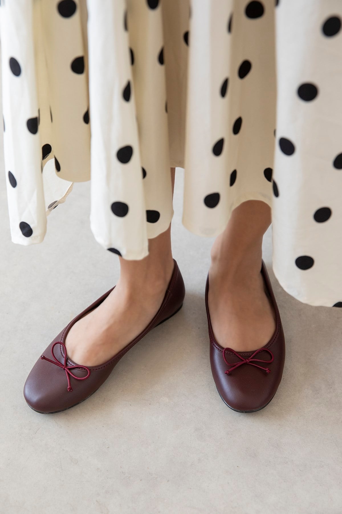 Lily Kadın Fiyonk Detay Deri Babet Bordo