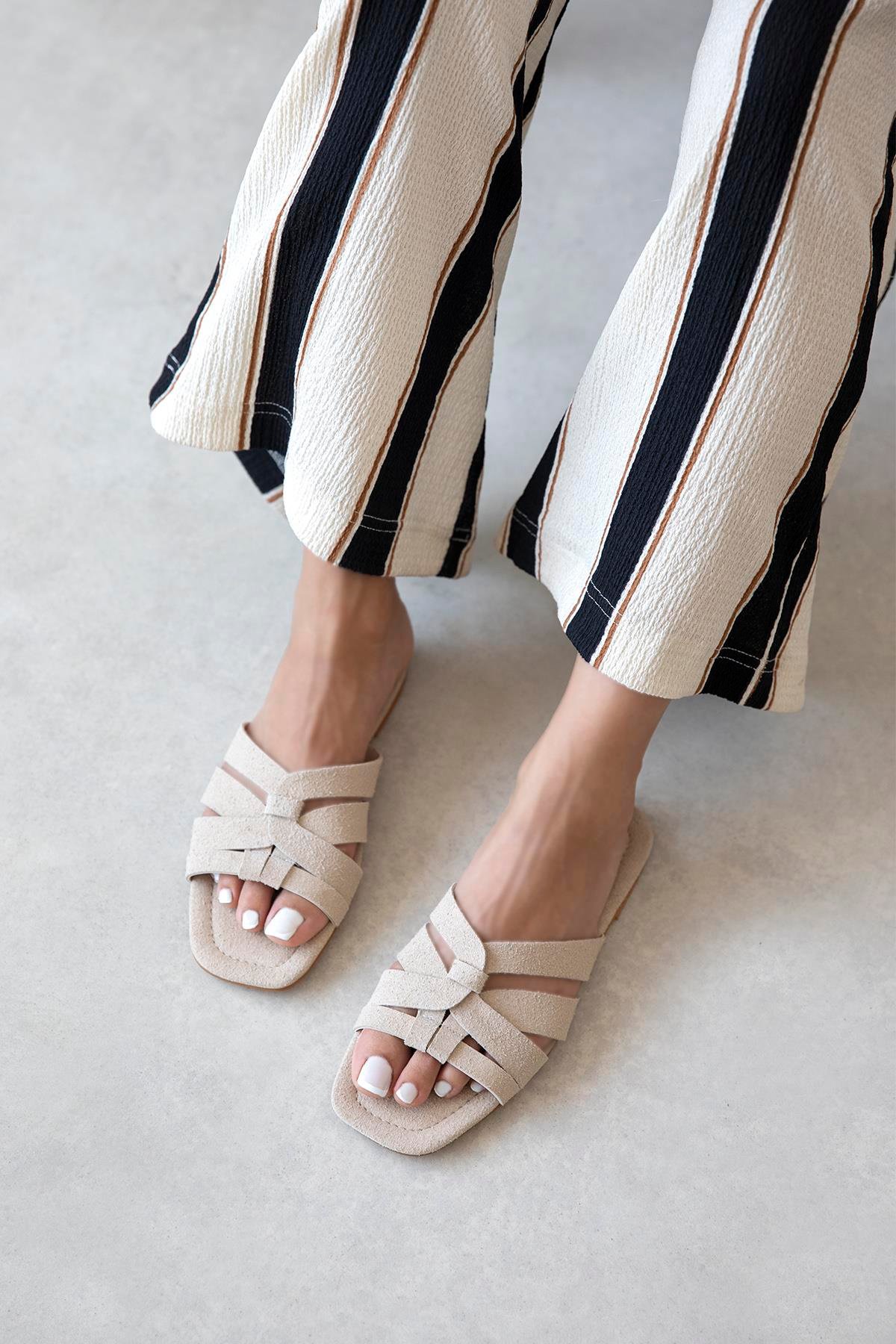 Luz Kadın Günlük Süet Terlik Bej