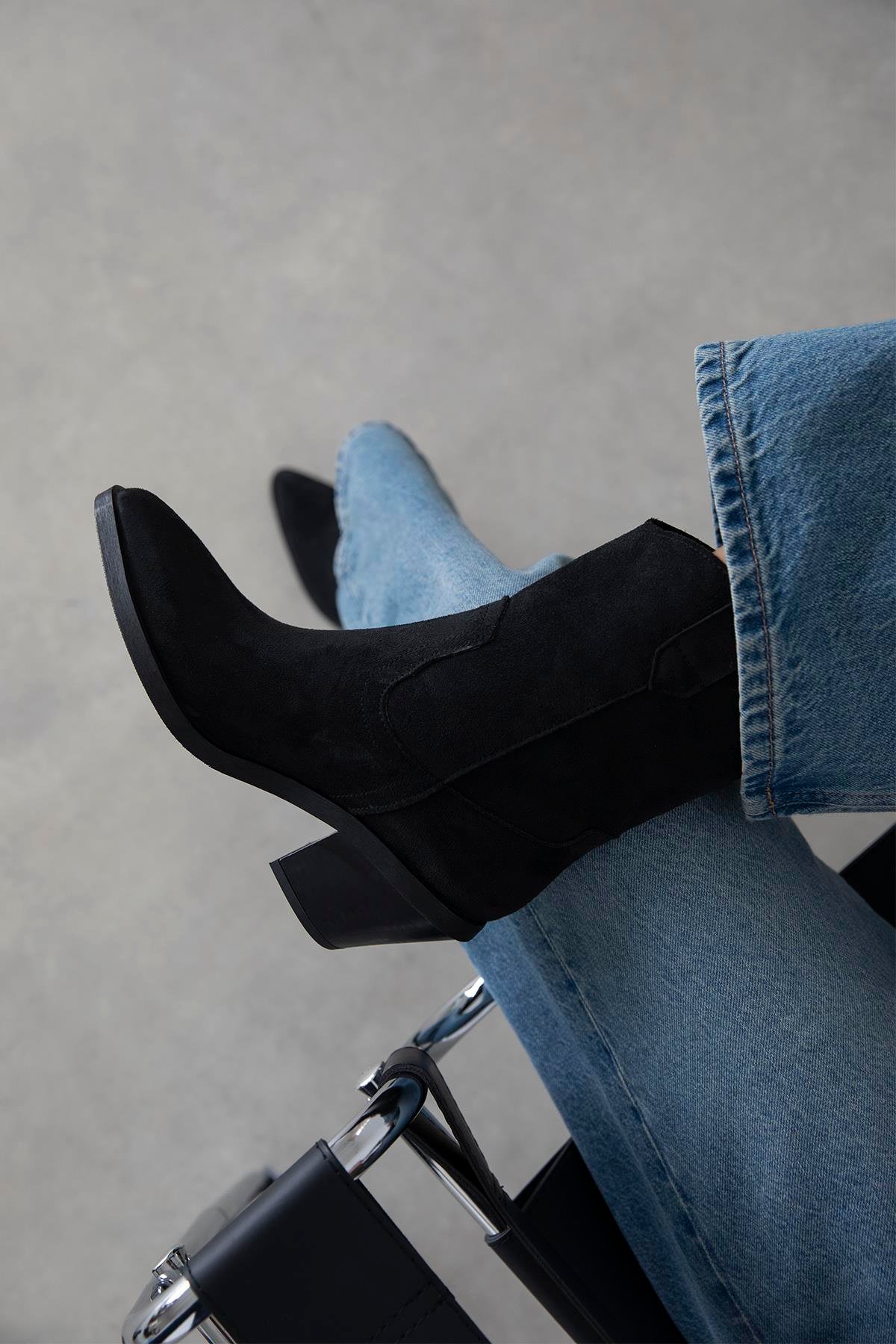 Maven Kadın Süet Topuklu Bot Siyah