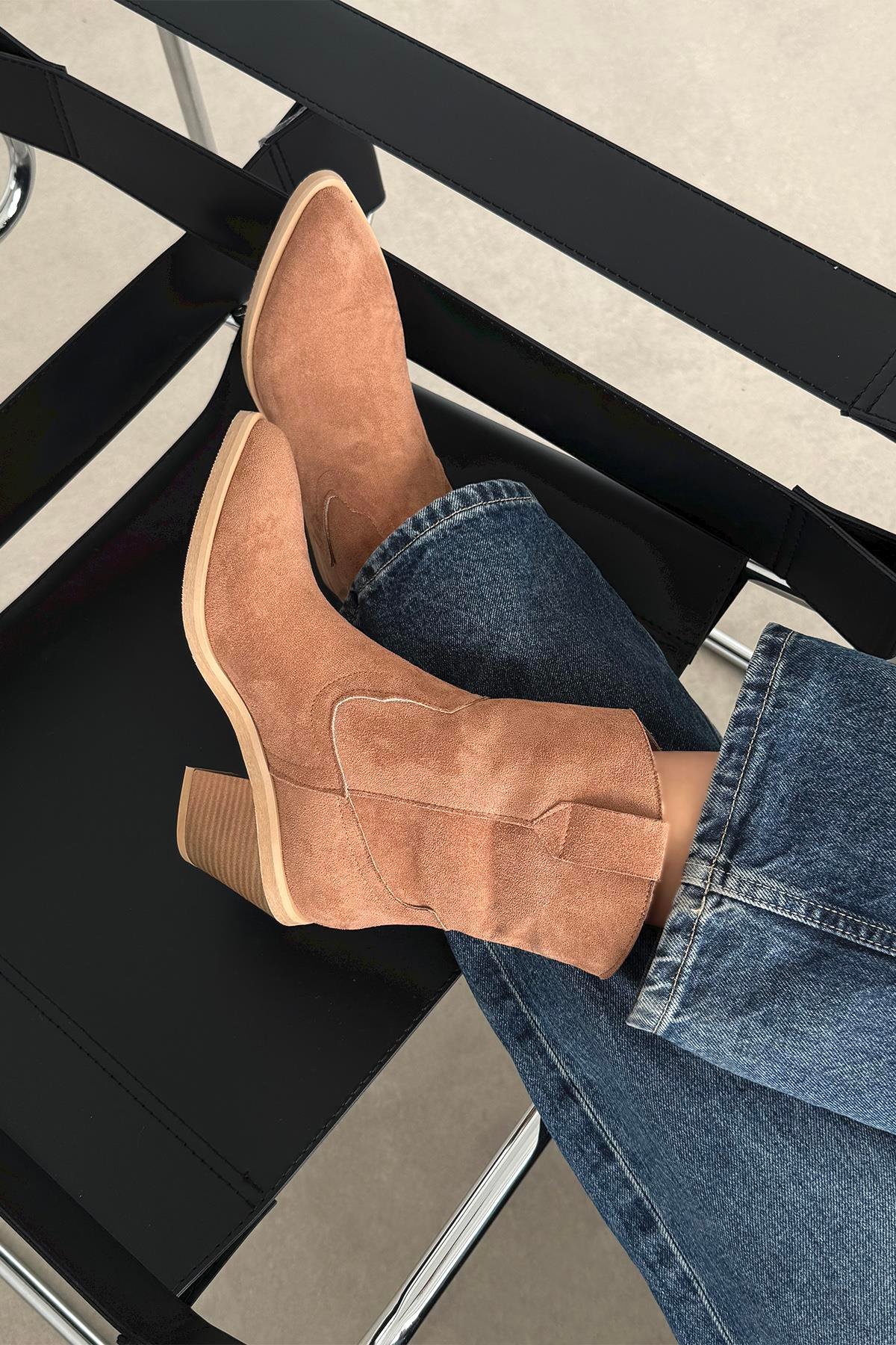 Maven Kadın Süet Topuklu Bot Taba