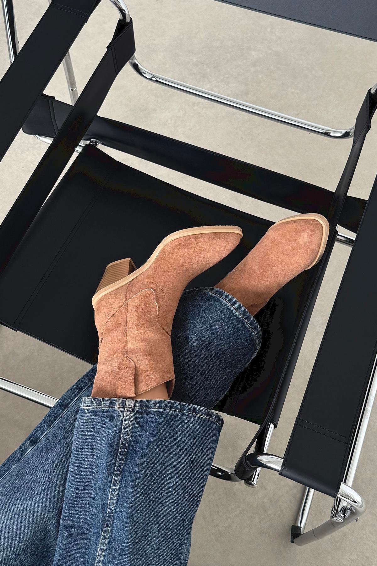 Maven Kadın Süet Topuklu Bot Taba