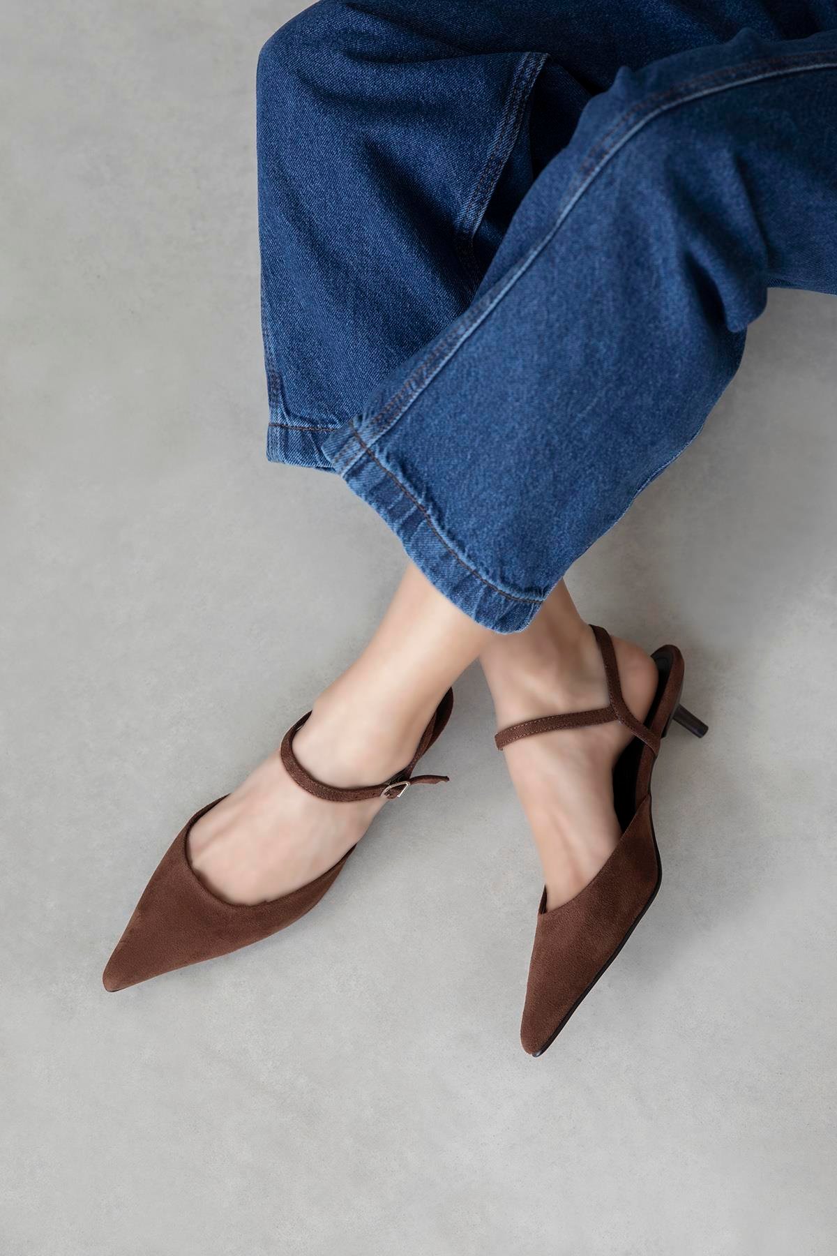 Melvin Kadın Topuklu Süet  Ayakkabı Kahve