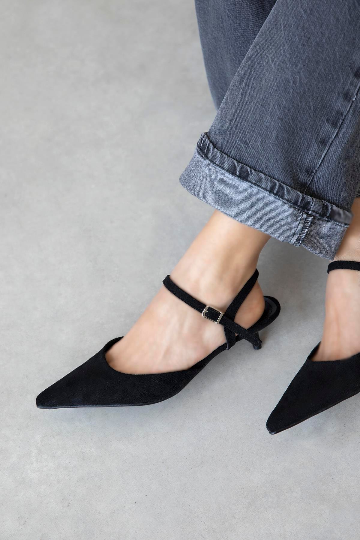 Melvin Kadın Topuklu Süet  Ayakkabı Siyah