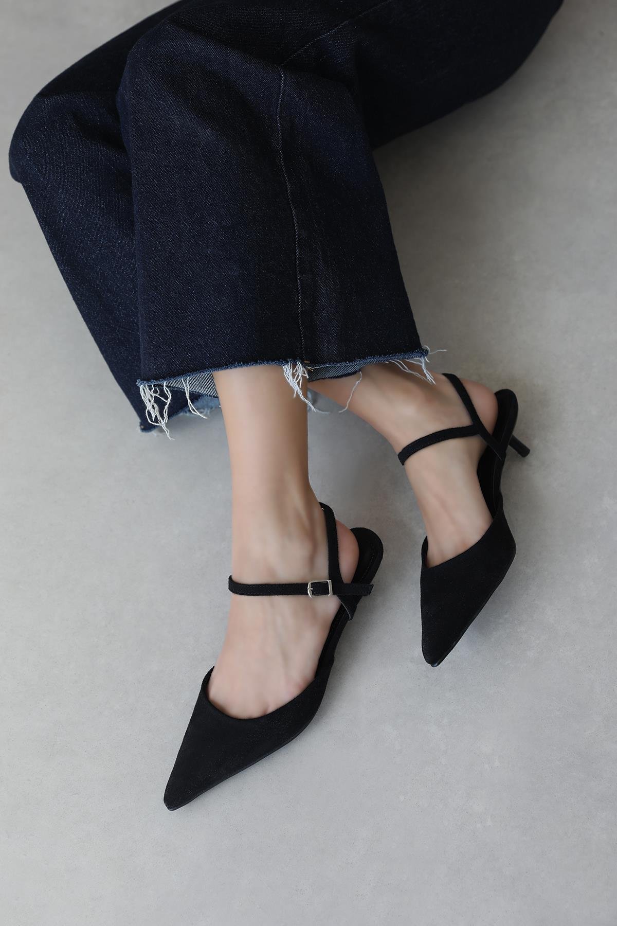 Melvin Kadın Topuklu Süet  Ayakkabı Siyah