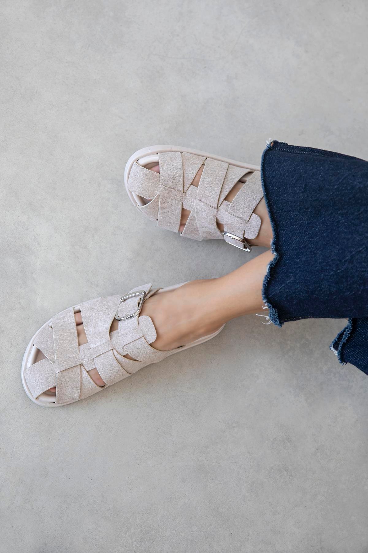 Mora Kadın Günlük Konfor Süet Terlik Bej