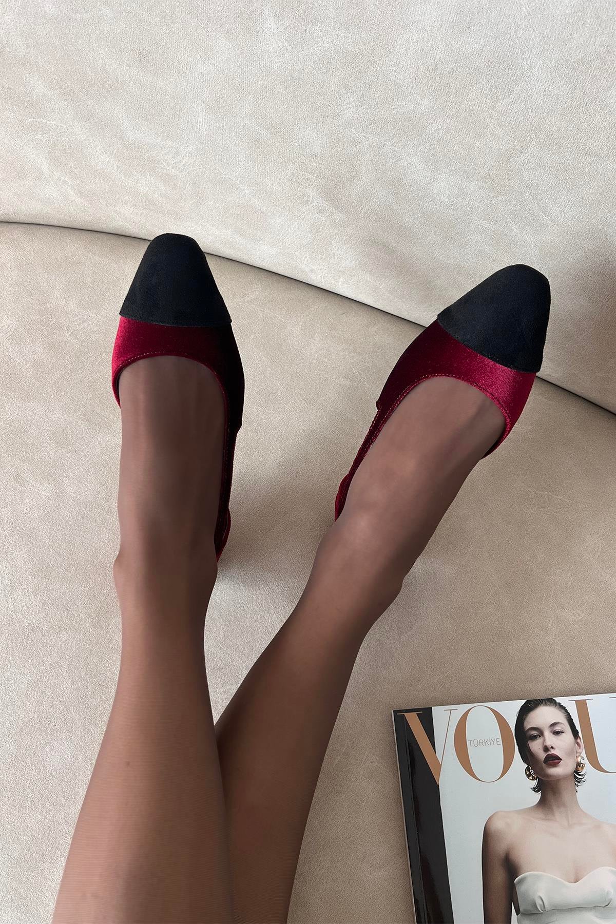 Simmons  Kadın  Topuklu  Kadife  Sandalet Bordo