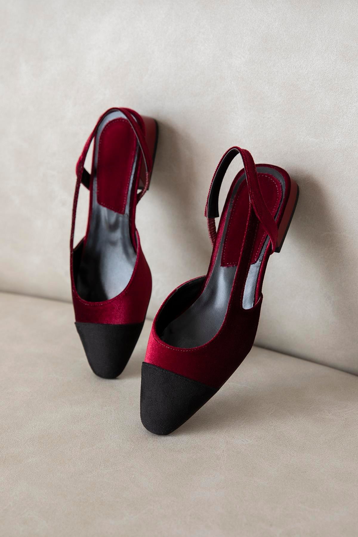 Simmons  Kadın  Topuklu  Kadife  Sandalet Bordo