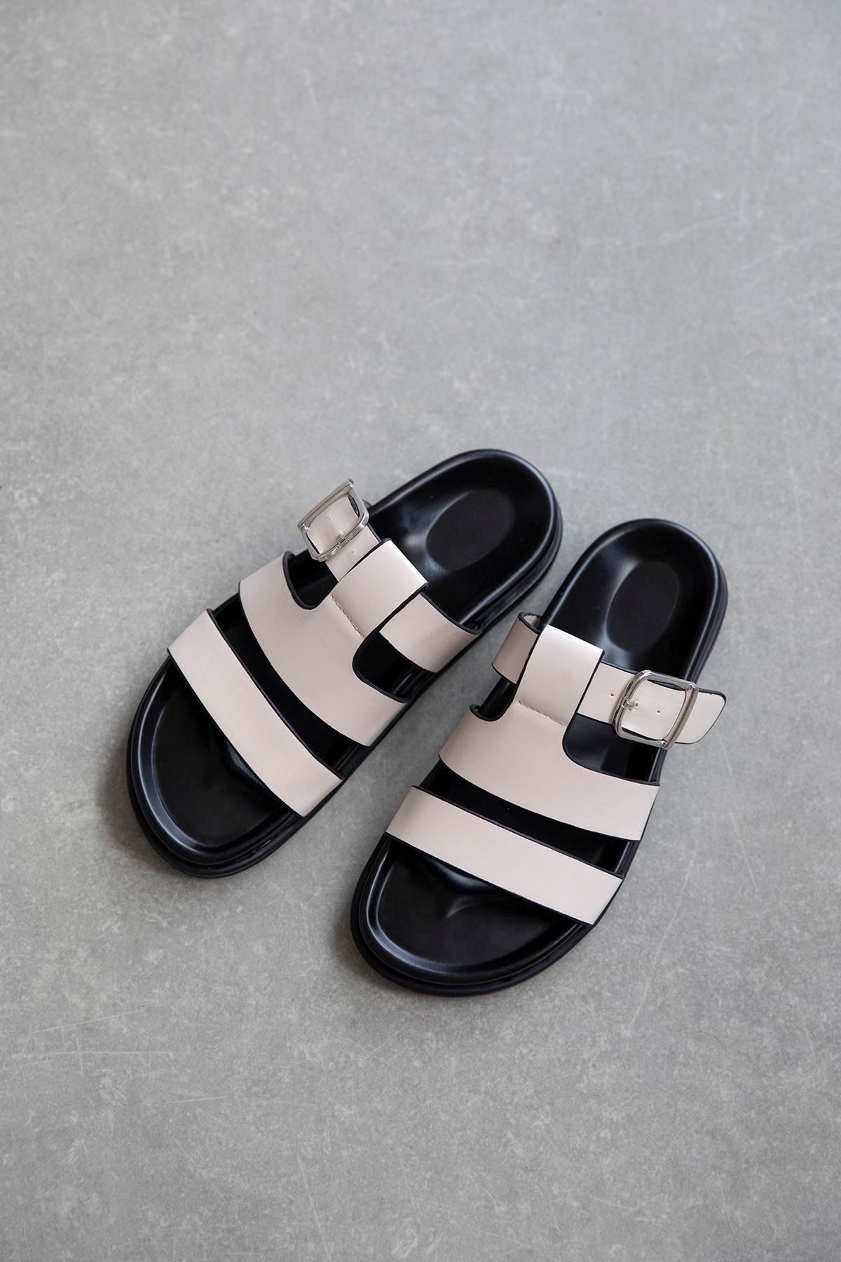 Toff Kadın Toka Detay Günlük Konfor Terlik Bej