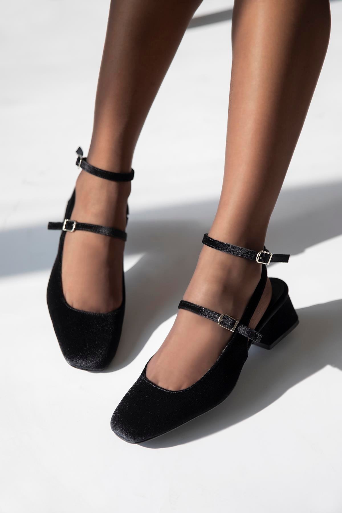 Viola Kadın  Topuklu  Kadife  Ayakkabı Siyah