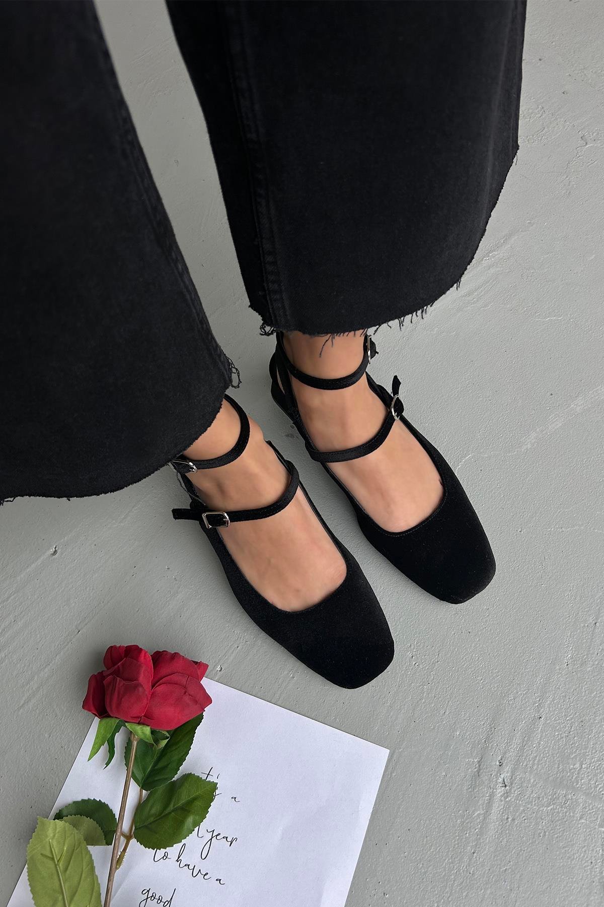 Viola Kadın  Topuklu  Kadife  Ayakkabı Siyah