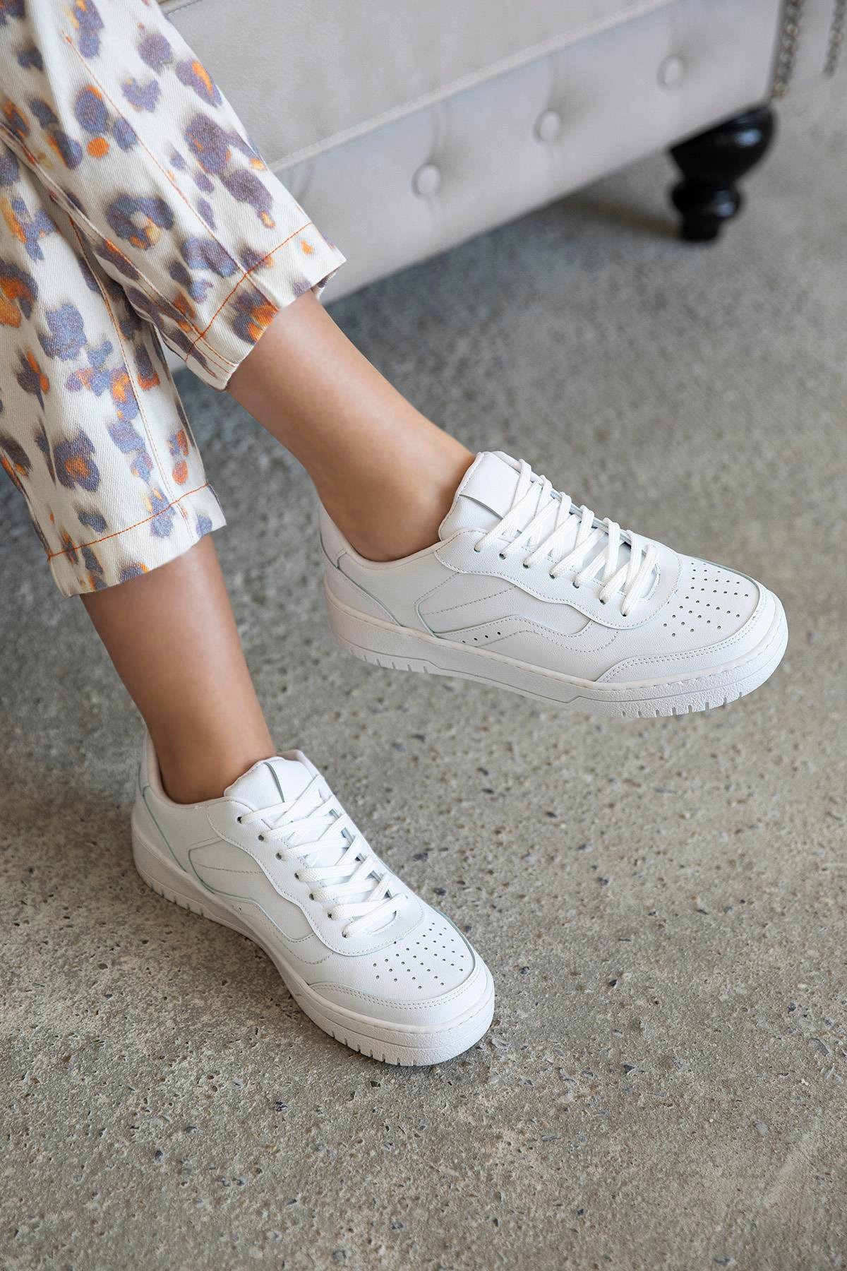 Wantt Kadın  Deri Spor Ayakkabı Beyaz