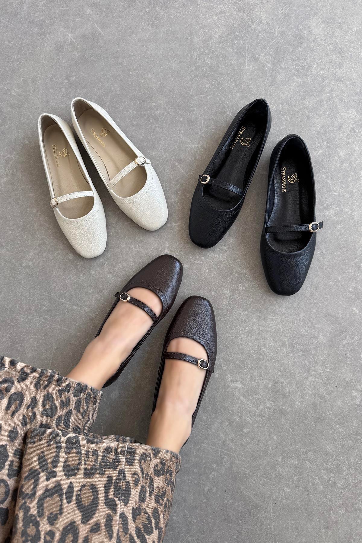 Wigins Kadın Hakiki Deri Babet Kahve