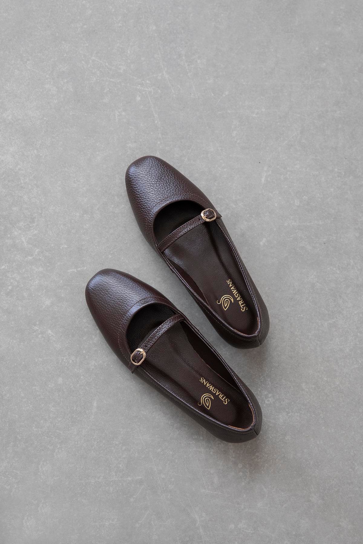 Wigins Kadın Hakiki Deri Babet Kahve