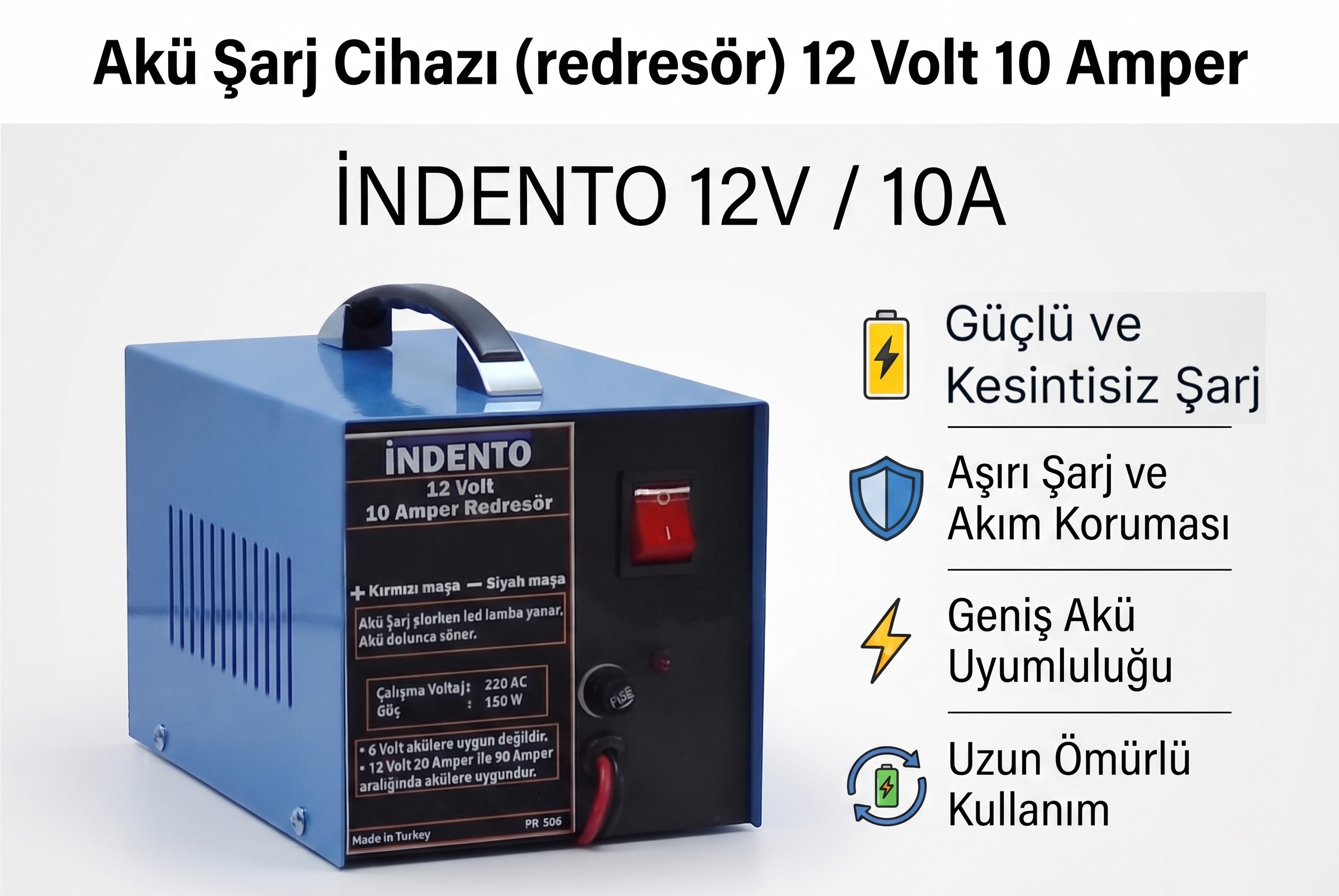 12 Volt 10 Amper Redresör (Akü Şarj Cihazı) - 506