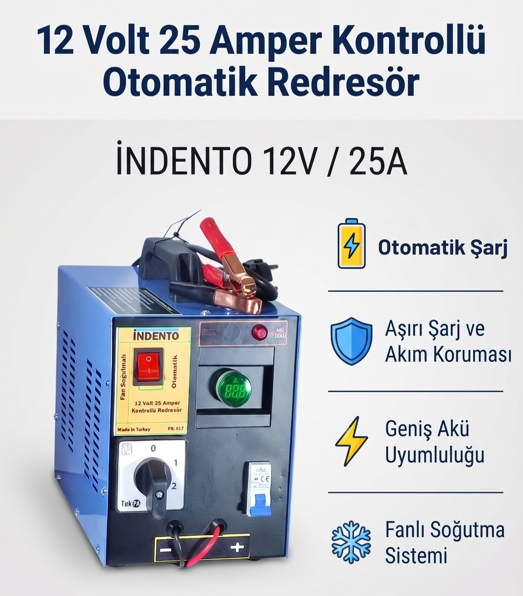 12 Volt 25 Amper Kontrollü Otomatik Redresör (Akü Şarj Cihazı) - 617