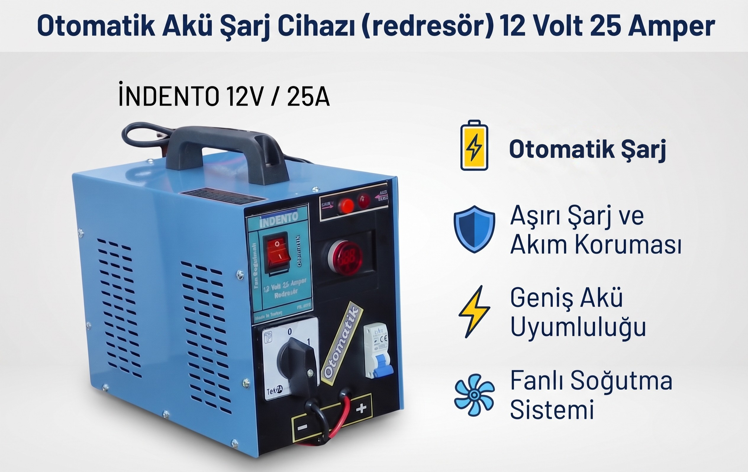 12 Volt 25 Amper Otomatik Redresör (Akü Şarj Cihazı) - 607