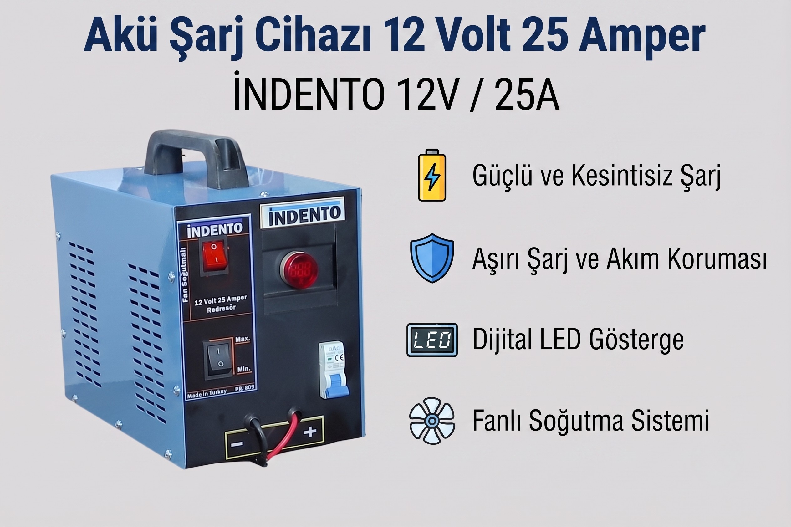 12 Volt 25 Amper Redresör (Akü Şarj Cihazı) - 809