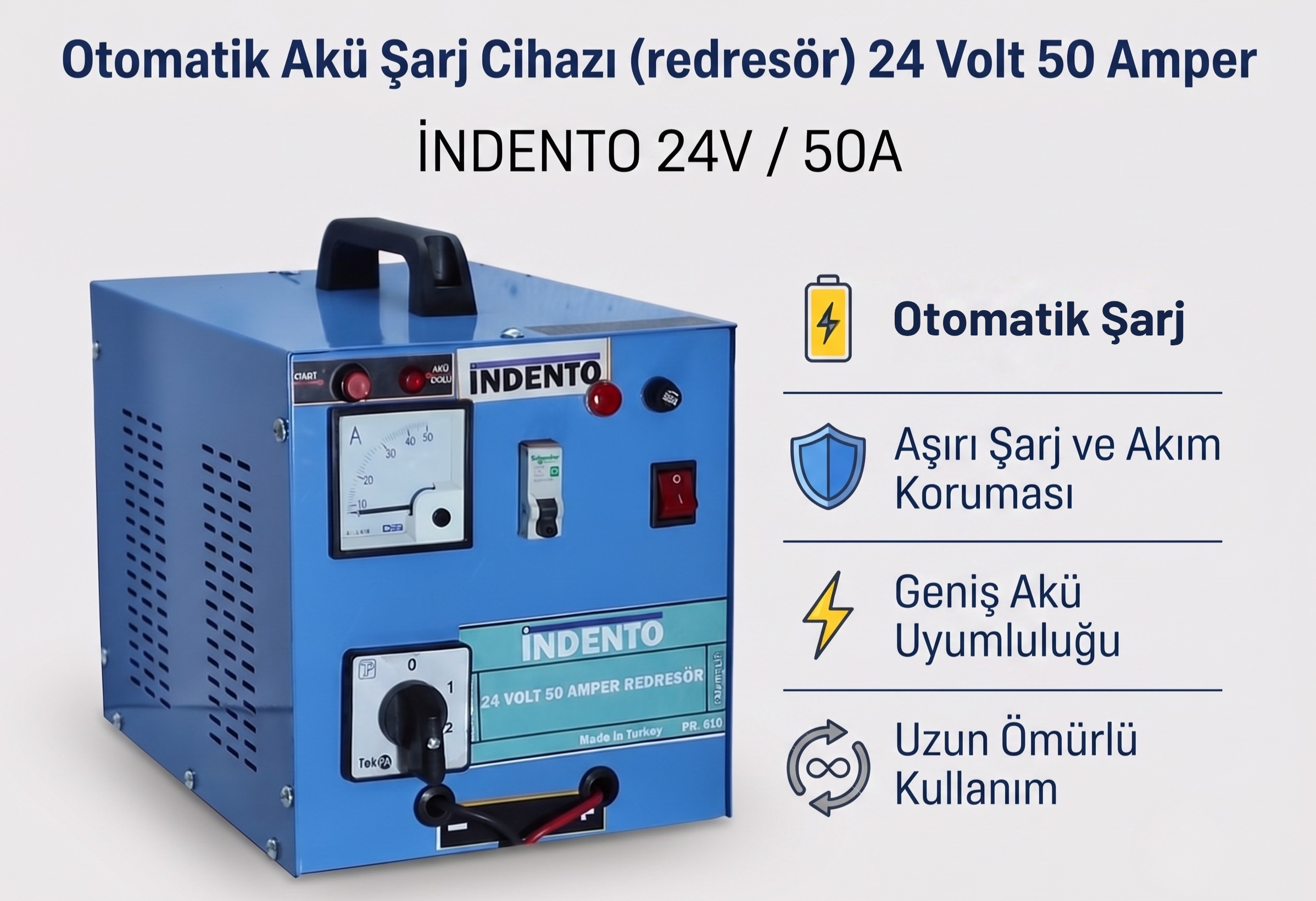 24 Volt 50 Amper Otomatik Redresör  (Akü Şarj Cihazı) - 610 