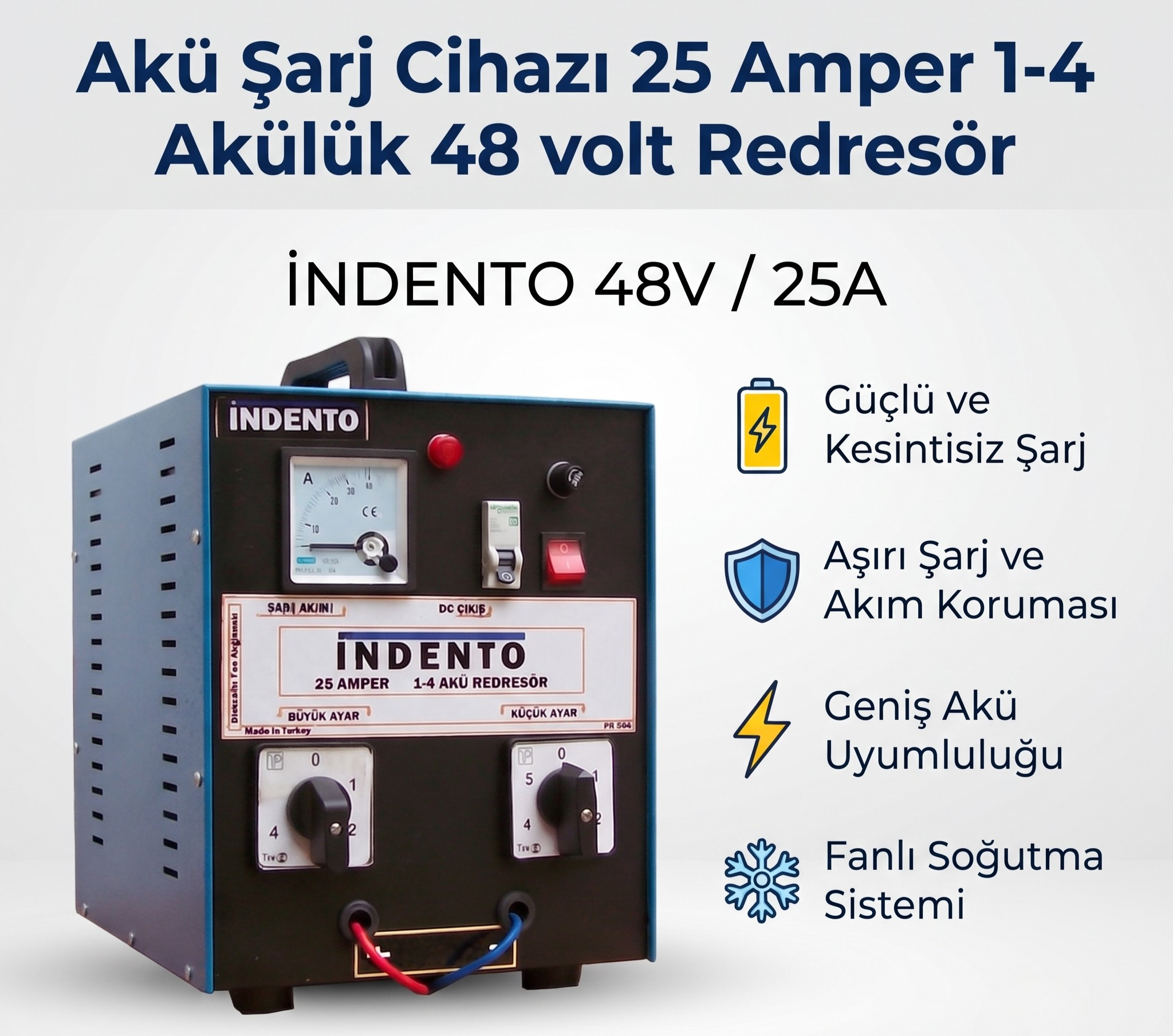 25 Amper 1-4 Akülük Redresör (Akü Şarj Cihazı) - 504