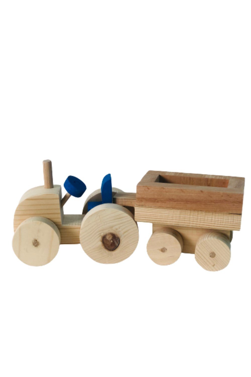 Ahşap Oyuncak Mavi Mini Traktör