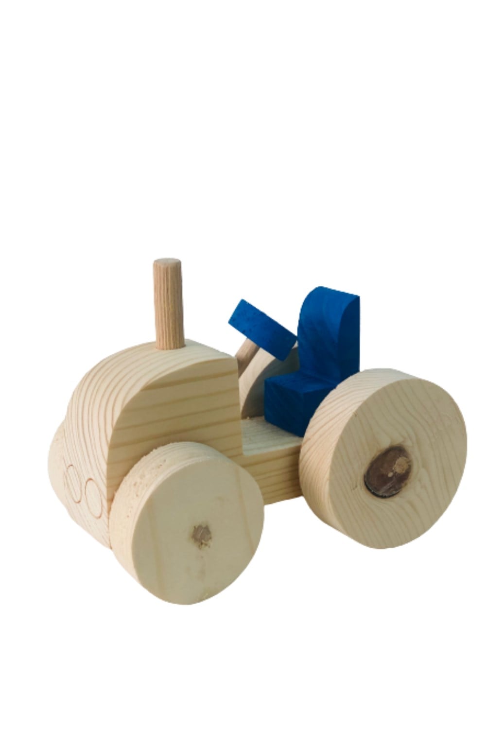 Ahşap Oyuncak Mavi Mini Traktör