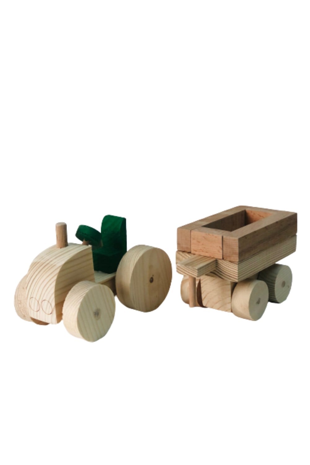 Ahşap Oyuncak Yeşil Mini Traktör