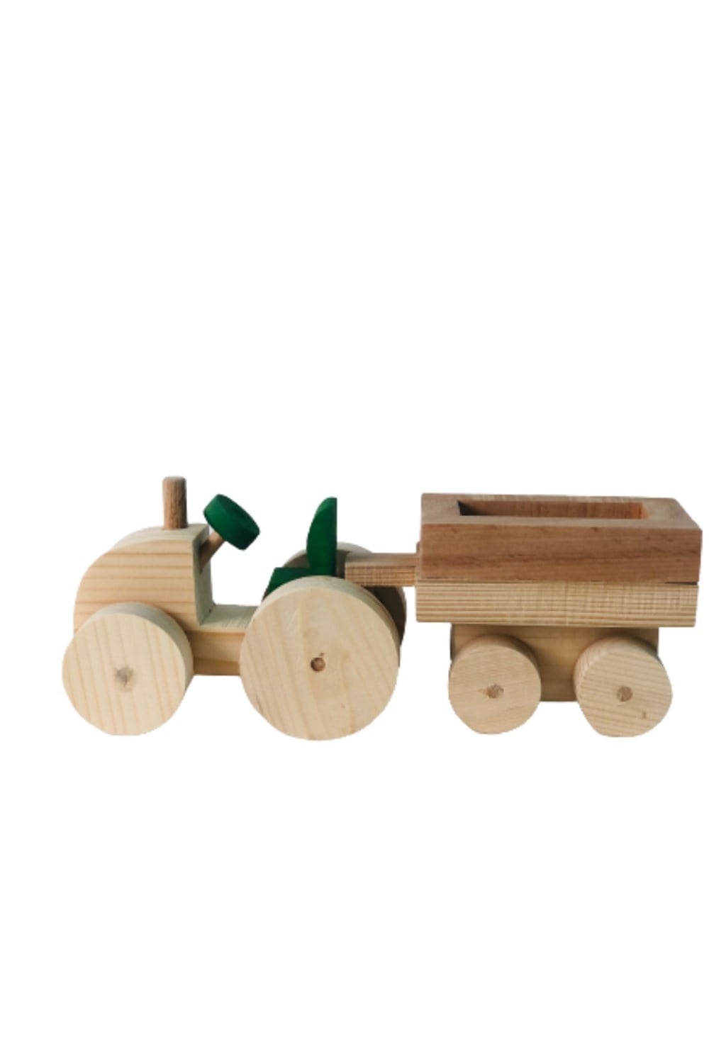 Ahşap Oyuncak Yeşil Mini Traktör