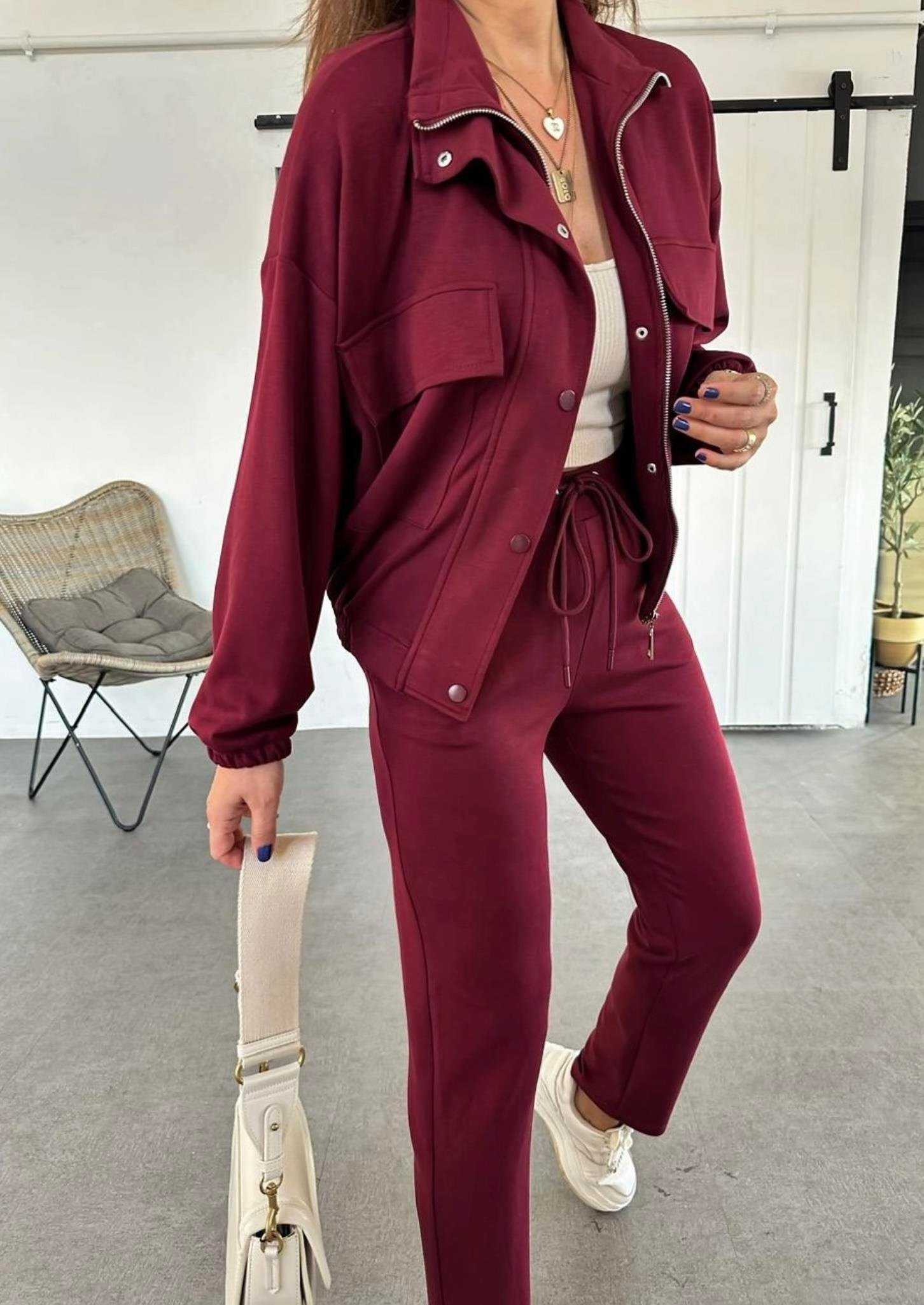 BORDO ALT ÜST MODAL KUMAŞ TAKIM Moda AkımıEşofman Takım