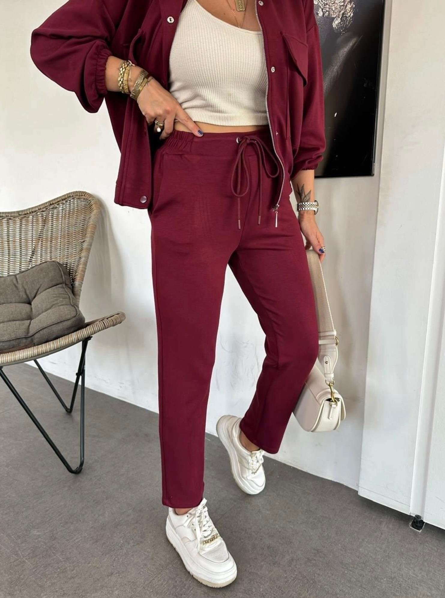 BORDO ALT ÜST MODAL KUMAŞ TAKIM Moda AkımıEşofman Takım
