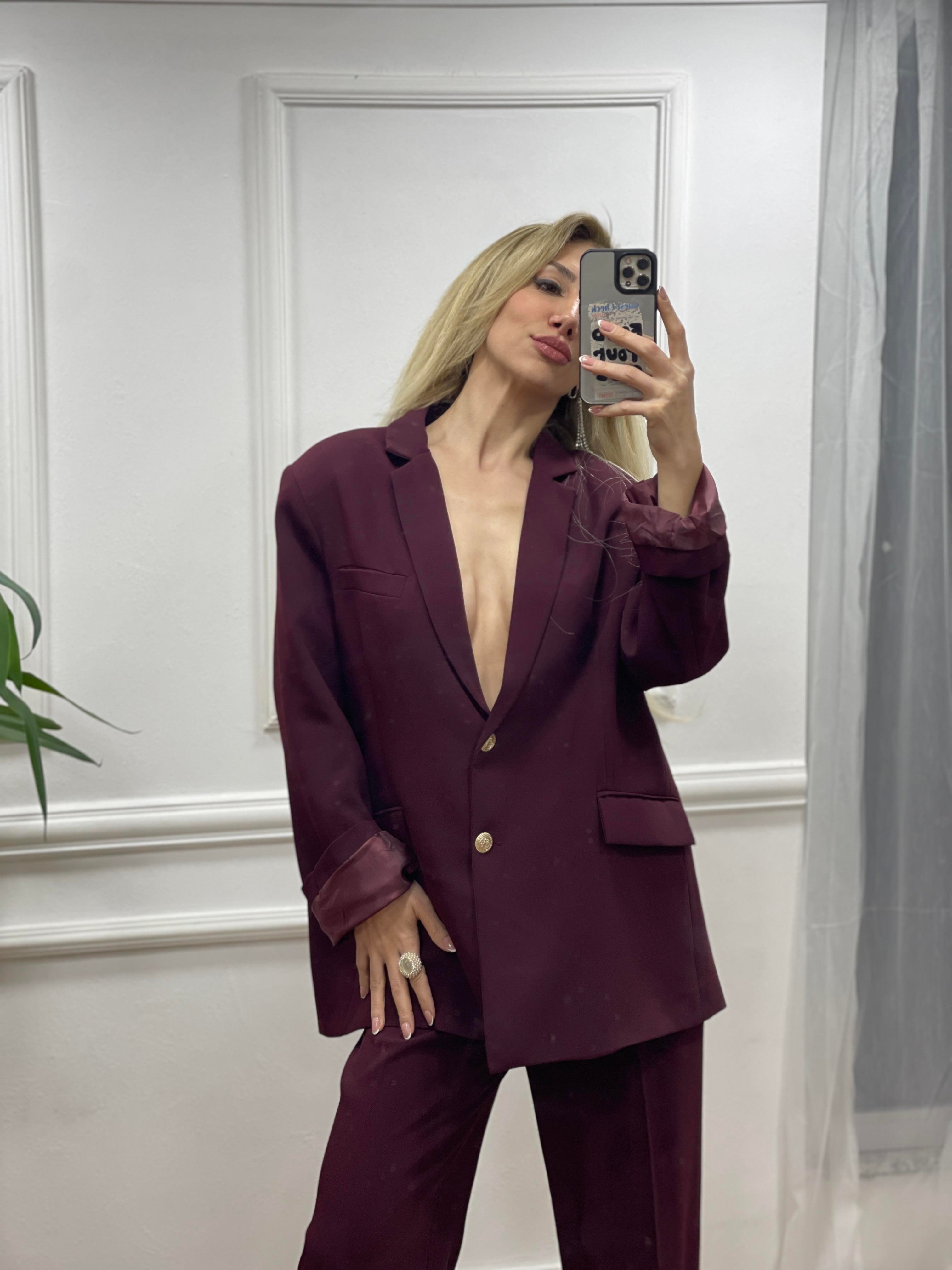 KADIN BORDO PANTOLON CEKET TAKIMModa AkımıSet